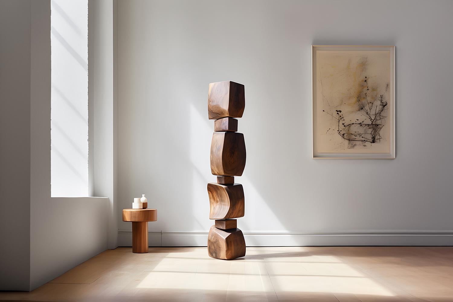 Hand-Crafted Serene Standing Wood Totem Still Stand No33 by NONO, A Joel Escalona Creation For Sale