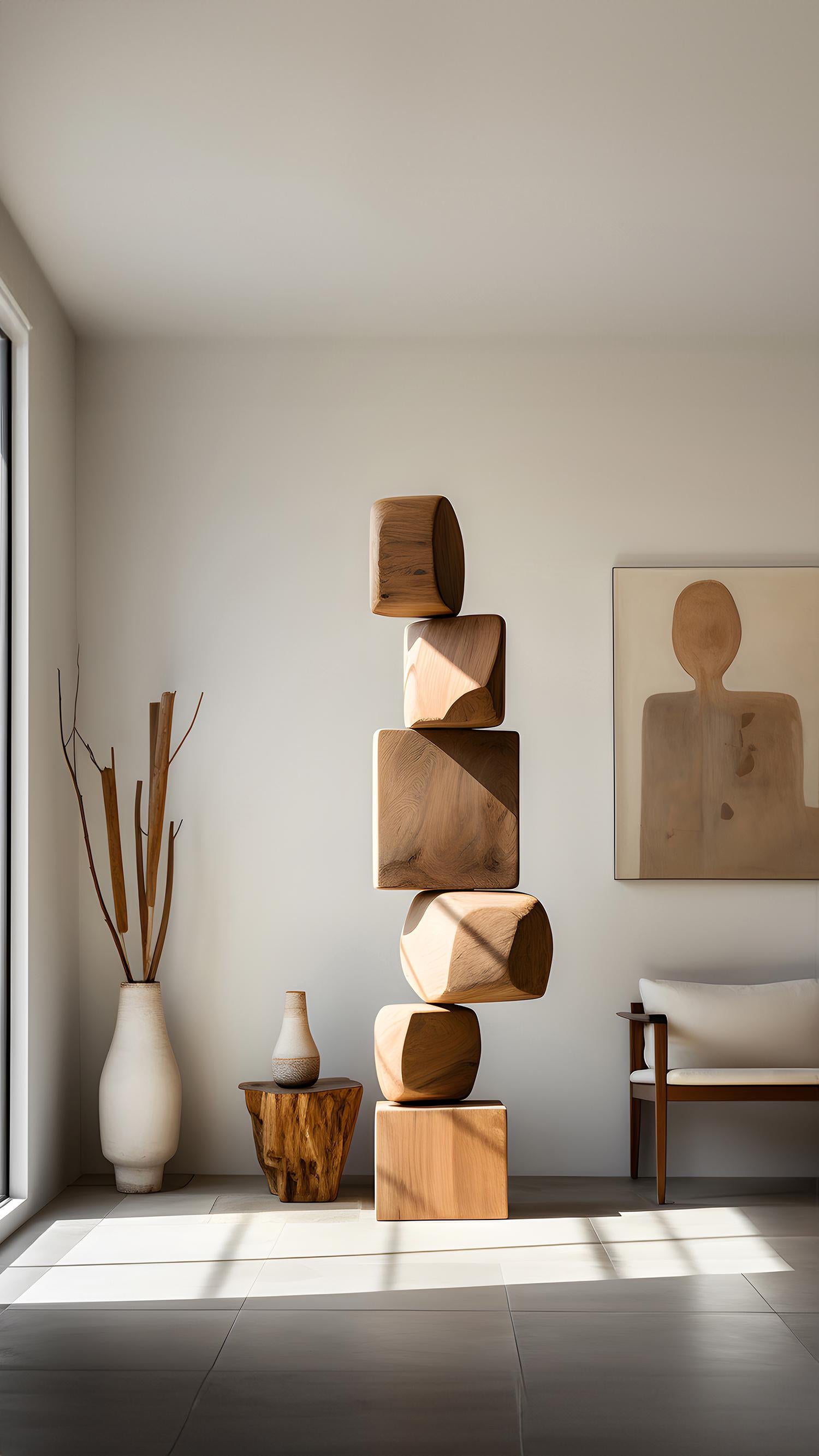 Abstract Wooden Serenity Still Stand No47 by NONO, Modern Escalona Sculpture In New Condition For Sale In Ciudad de México, CDMX
