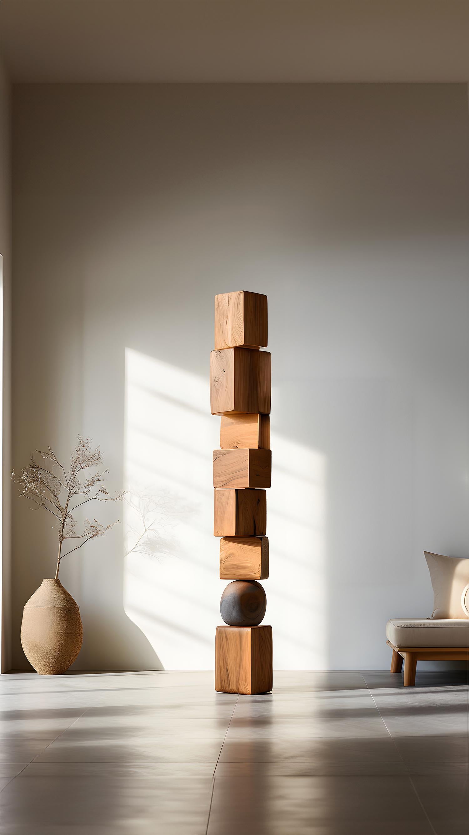 Hand-Crafted Still Stand No48: Biomorphic Carved Oak Totem by NONO, Escalona Crafted For Sale