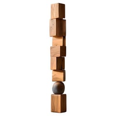 Still Stand No48: Biomorphic Carved Oak Totem by NONO, Escalona Crafted