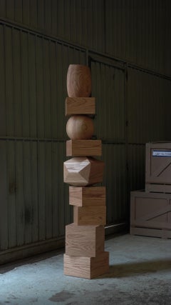 Standing Totem Wood Sculpture, Still Stand No50 by Joel Escalona