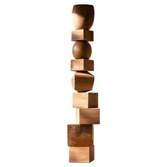 Standing Totem Wood Sculpture, Still Stand No50 by Joel Escalona