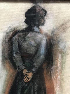Standing Woman Back Turned Oil Painting on Linen Canvas by James Carlin