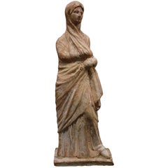 Standing Woman Statuette, Greece, Tanagra, IV–III Century BC