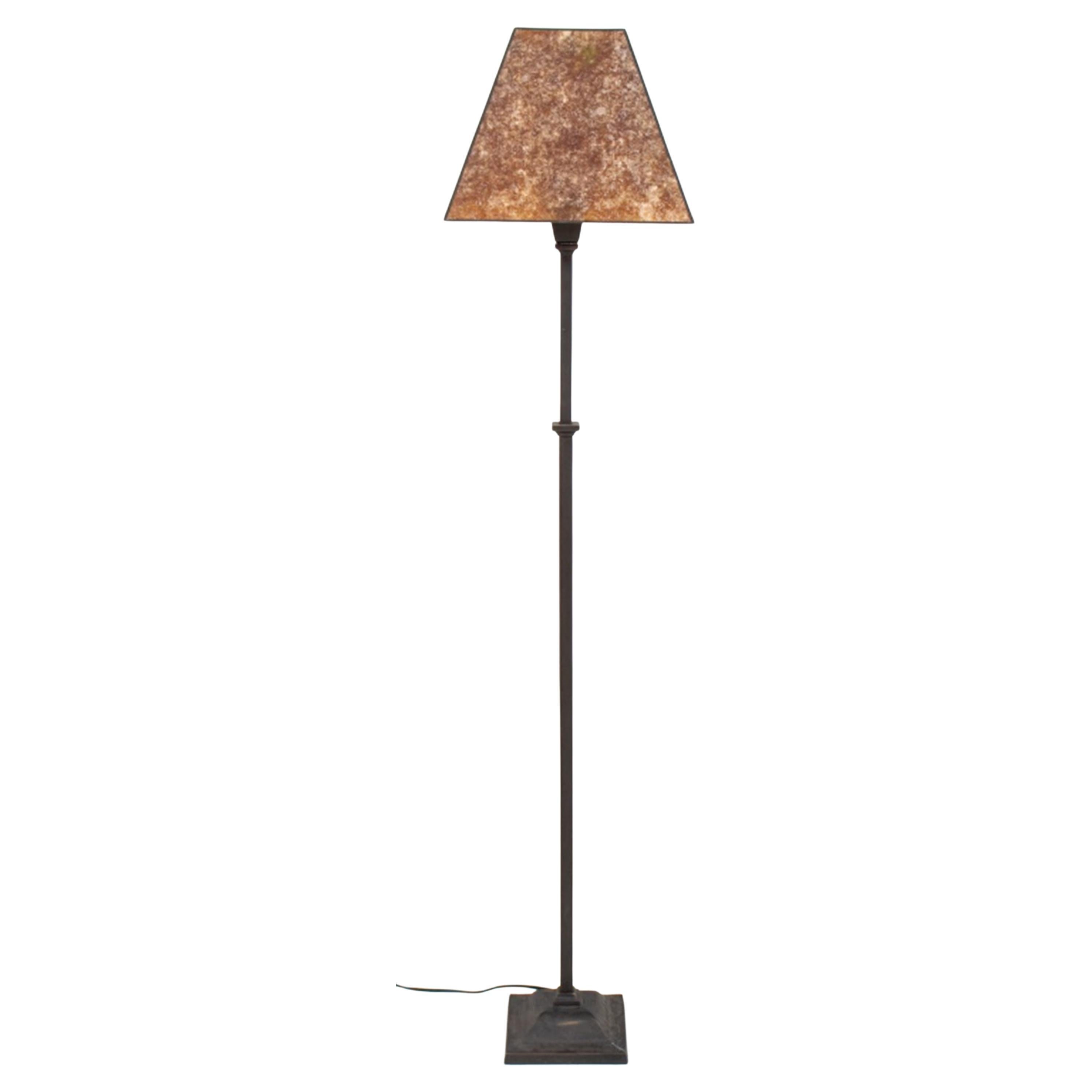 Standing Wrought Iron Floor Lamp with Mica Shade For Sale at 1stDibs