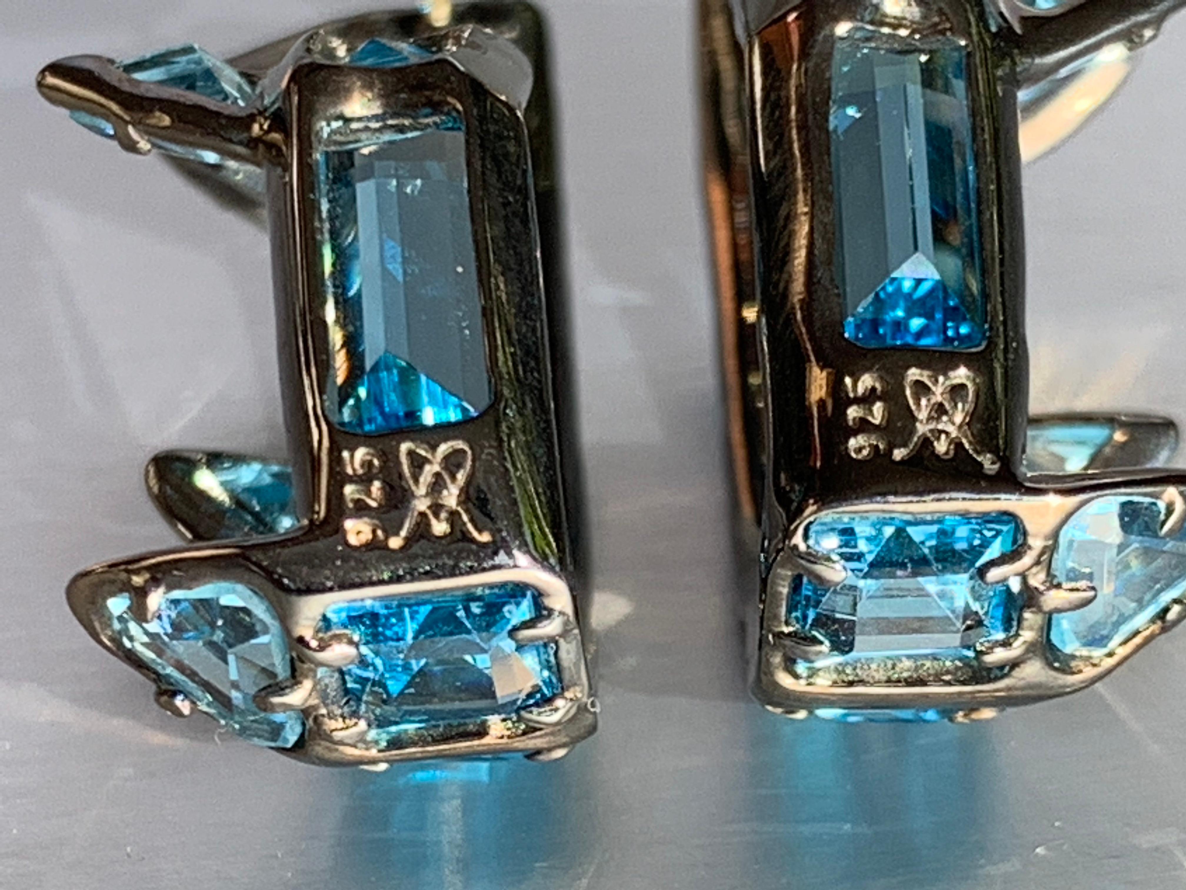 Standout-Ohrringe aus Sterlingsilber mit blauem Topas  Damen im Angebot