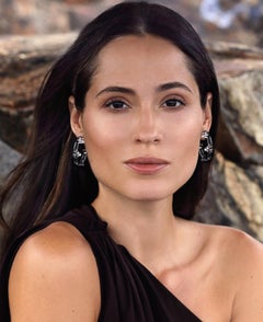 Standout Sterling Silver Hoop Earrings with White Topaz