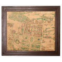 Stanford University Weathered Hand-Colored Map 1943