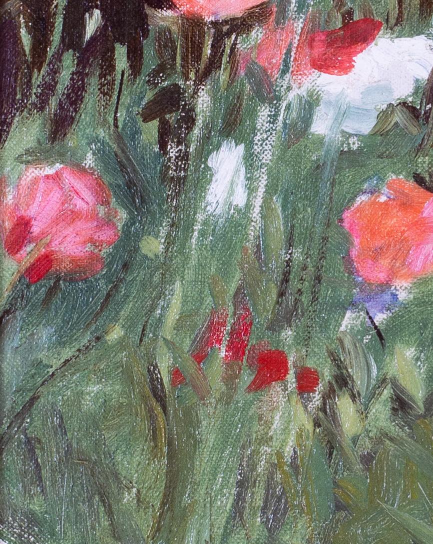Stanhope A Forbes, peinture à l'huile de poppies dans une prairie, britannique, 20e siècle - Marron Landscape Painting par Stanhope Alexander Forbes
