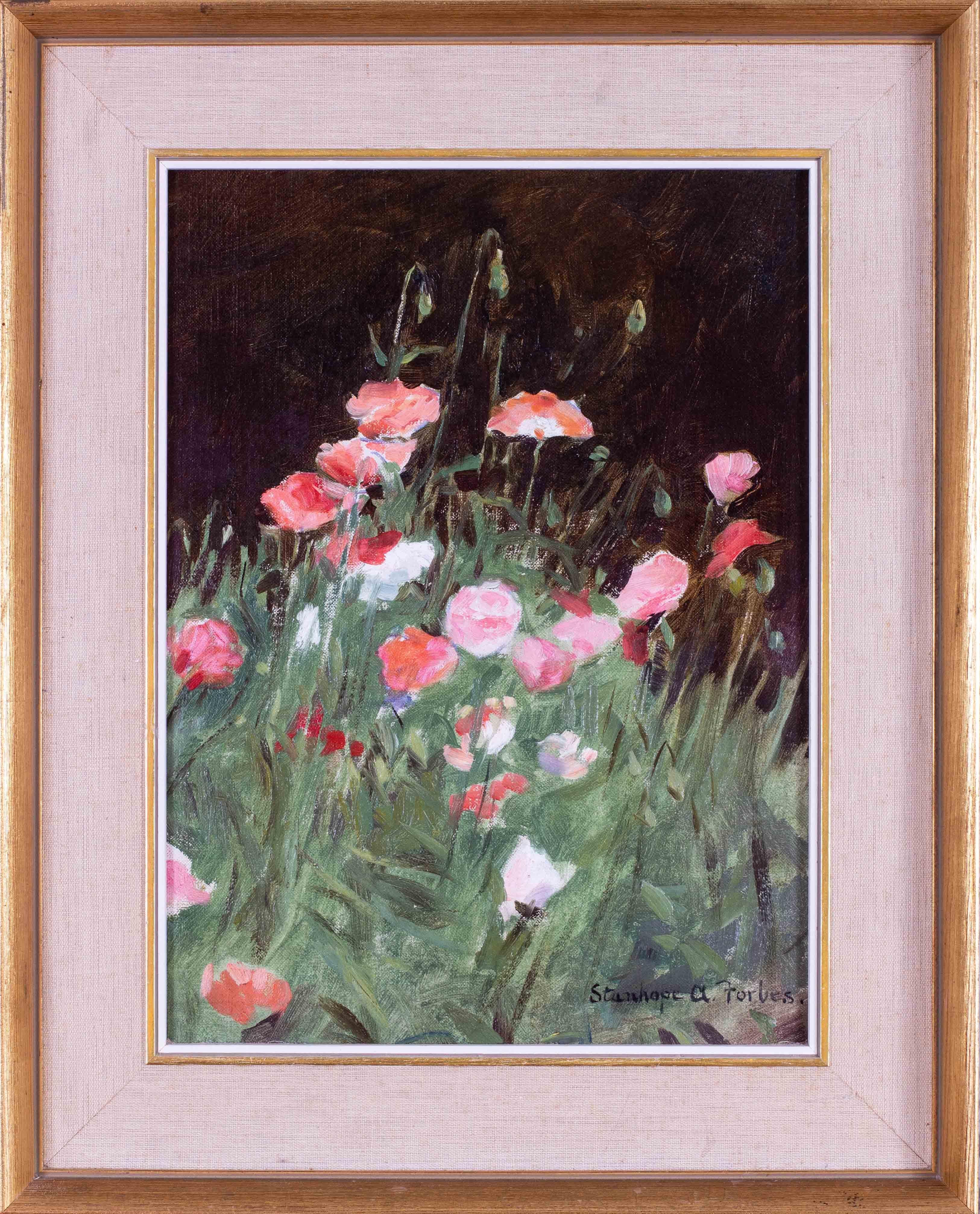 Stanhope A Forbes oil painting of poppies in a meadow, British, 20th Century