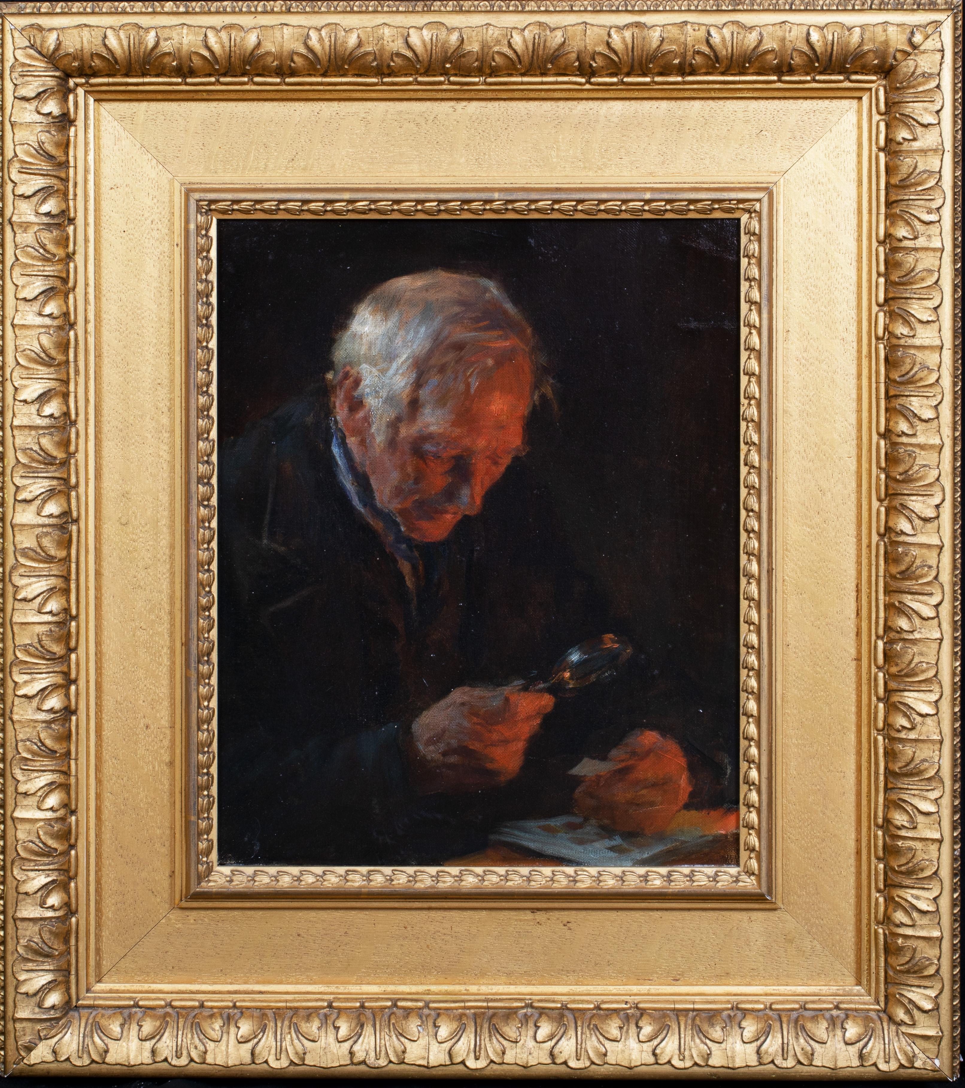 Il filatelista, 19° secolo - Portrait Painting Nero di Stanhope Alexander Forbes