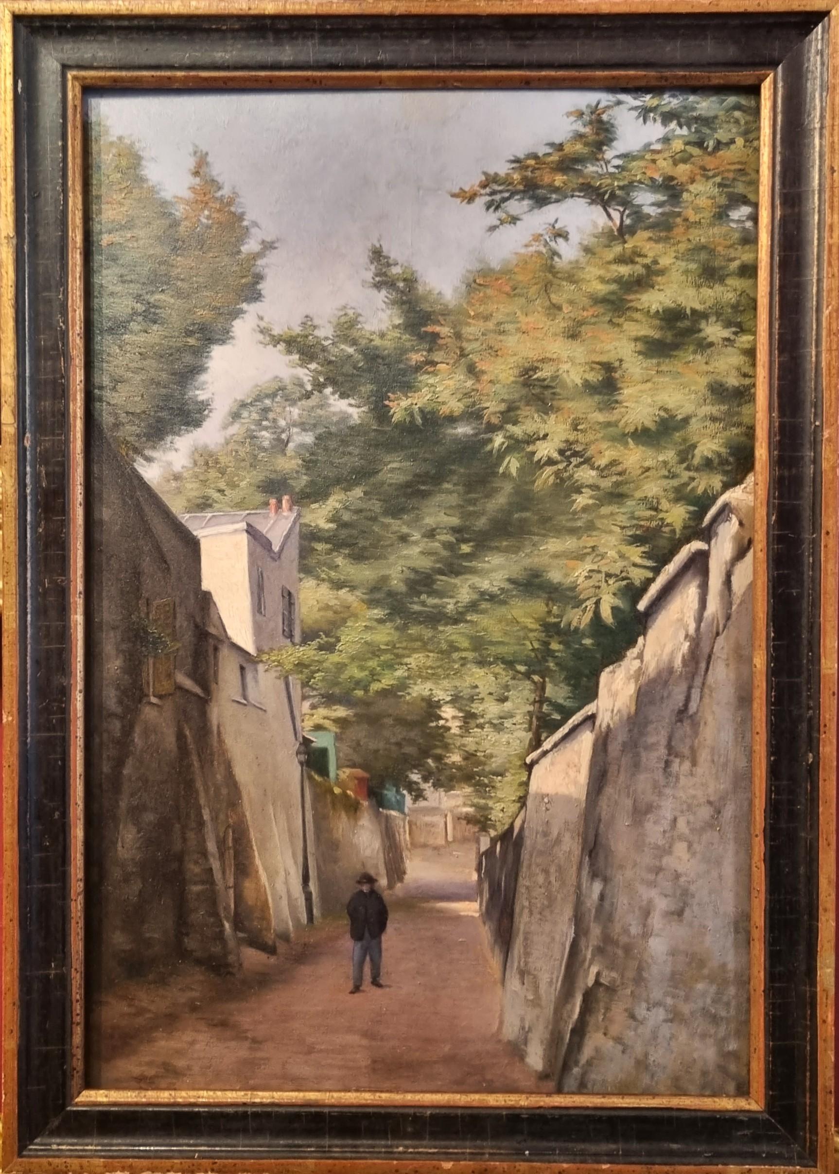 Französische impressionistische Malerei Kreis von Stanislas LEPINE Straße Montmartre 19. – Painting von Stanislas Lepine