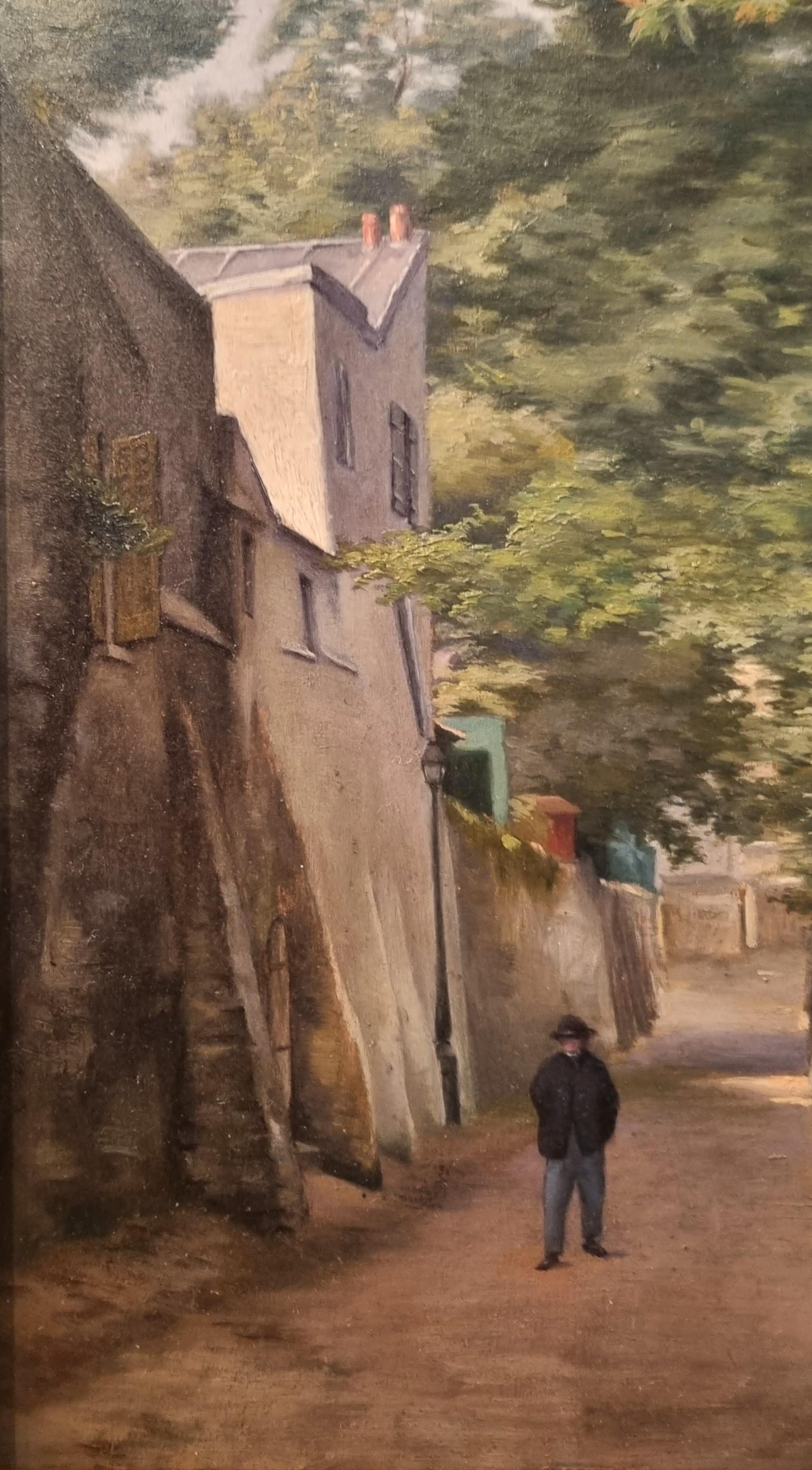 Französische impressionistische Malerei Kreis von Stanislas LEPINE Straße Montmartre 19. (Braun), Landscape Painting, von Stanislas Lepine