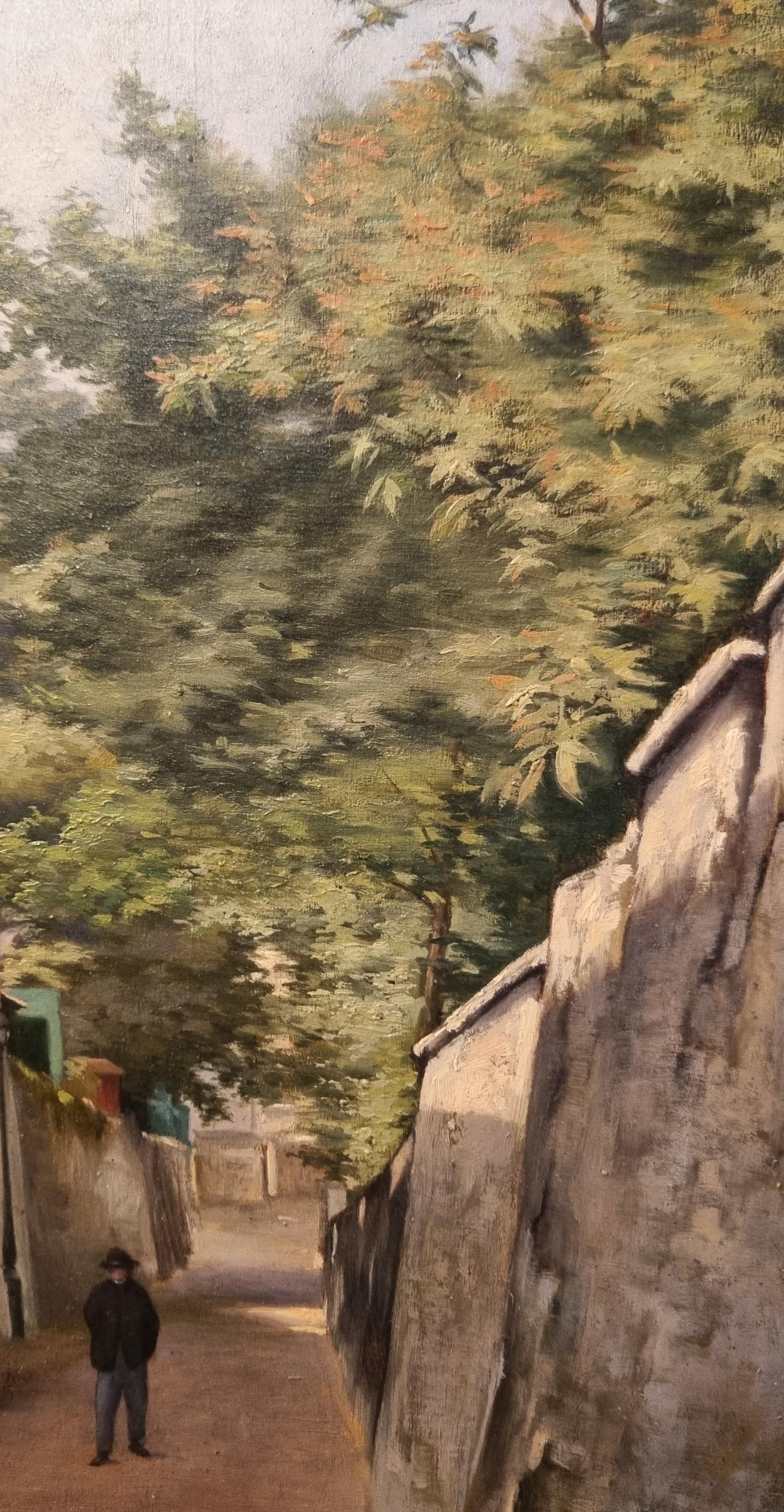 Französische impressionistische Malerei Kreis von Stanislas LEPINE Straße Montmartre 19. im Angebot 1