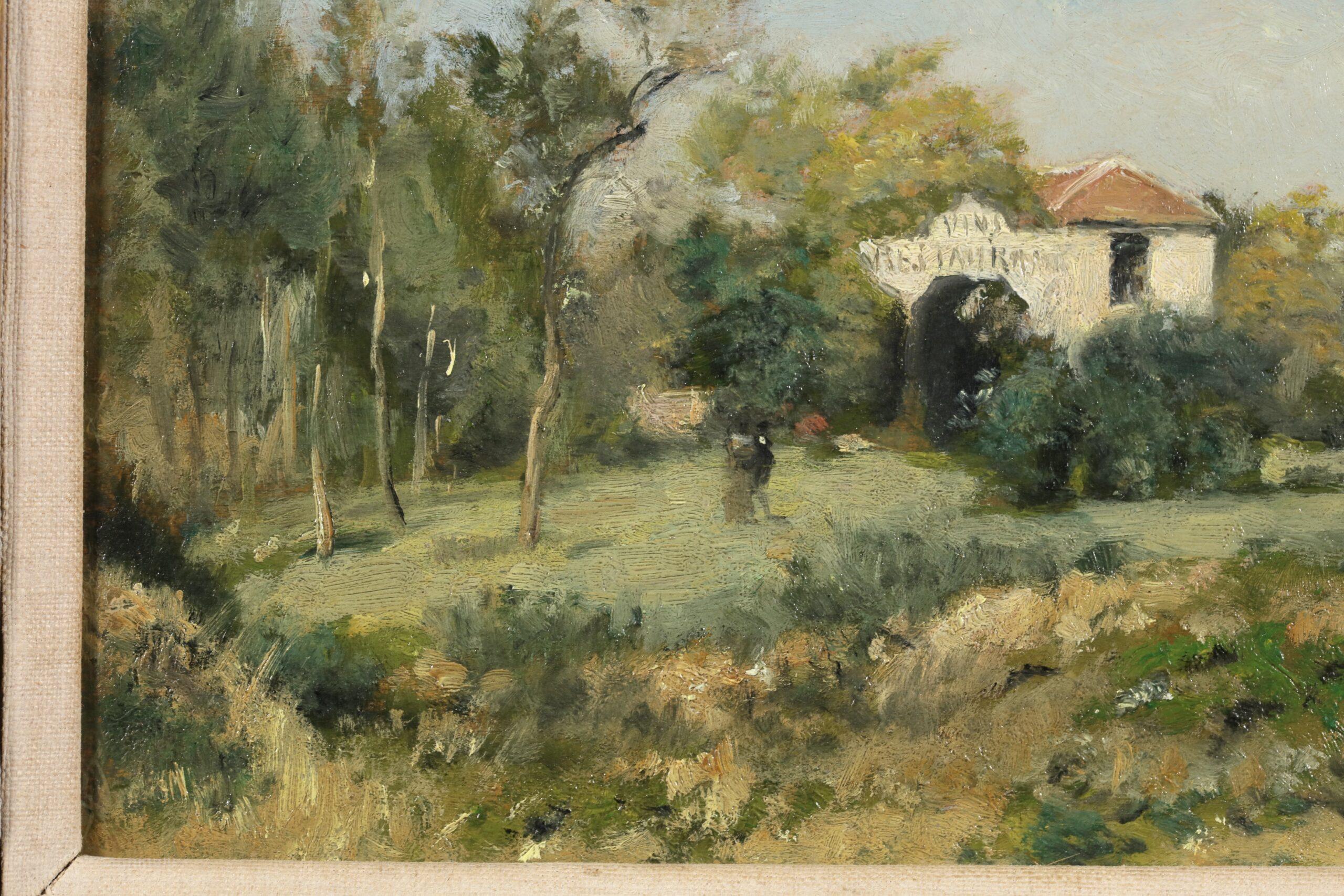 La Maison Blanche - Impressionist Landscape Oil Painting by Stanislas Lepine For Sale 1