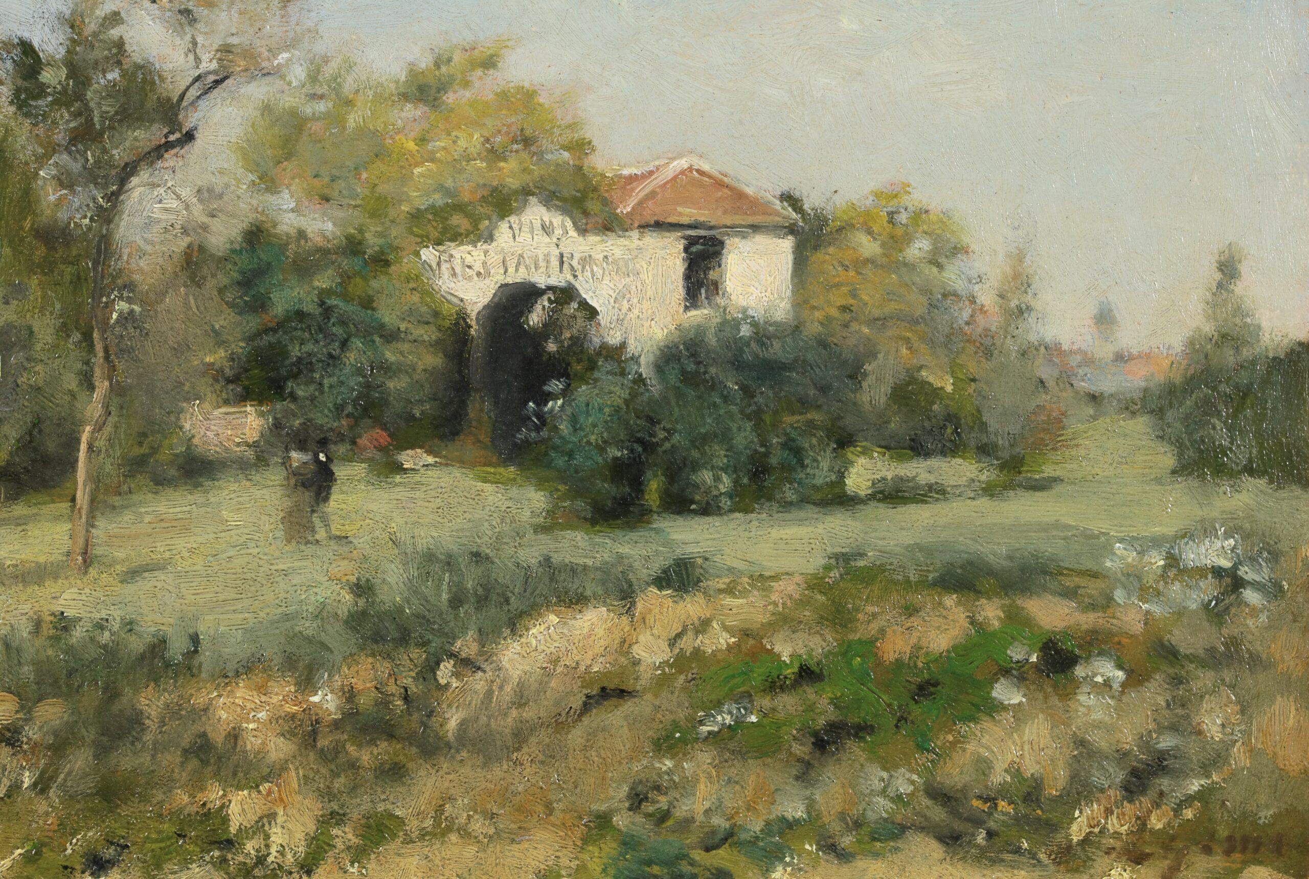 La Maison Blanche - Impressionist Landscape Oil Painting by Stanislas Lepine For Sale 2