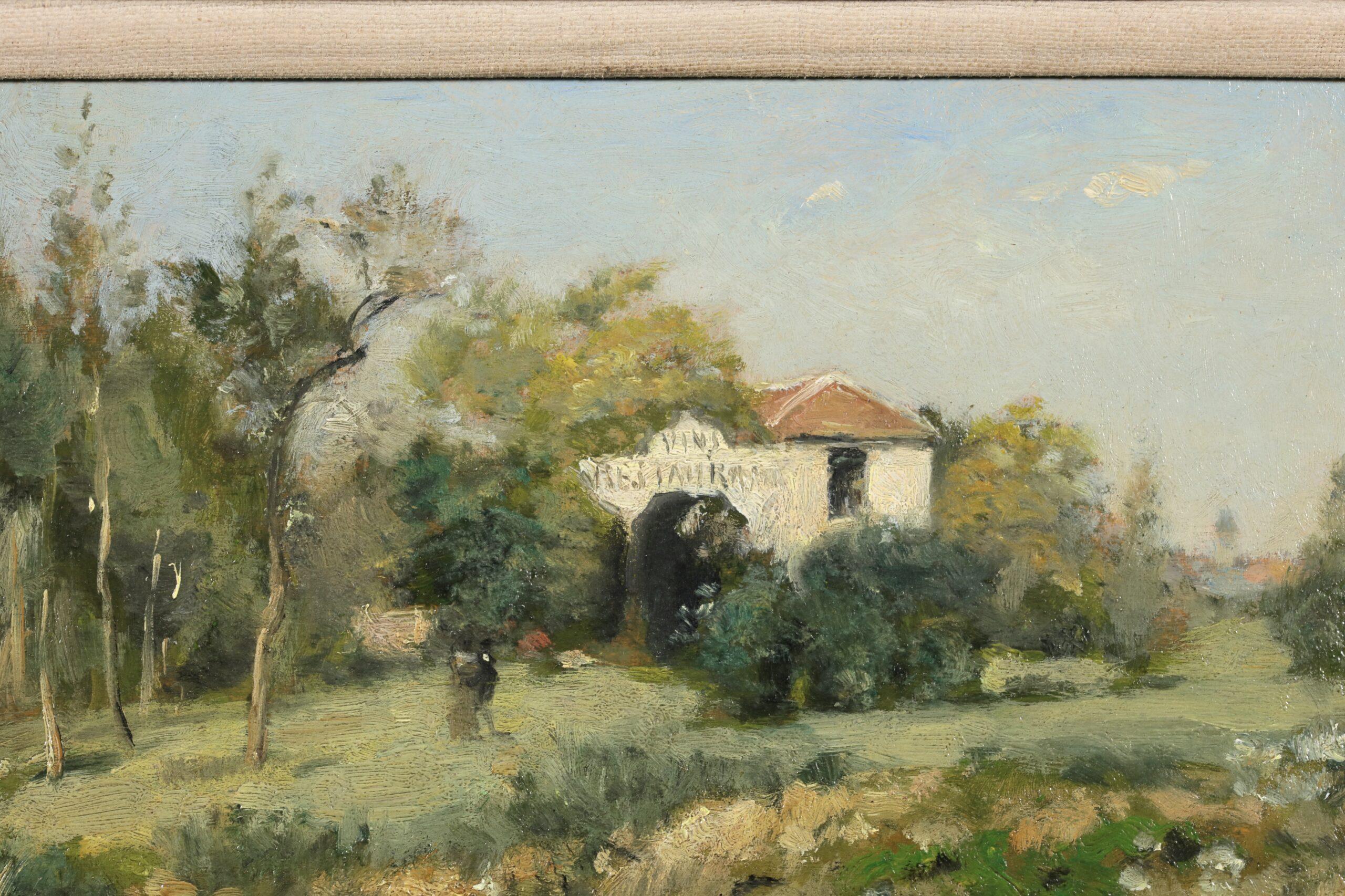 La Maison Blanche - Impressionist Landscape Oil Painting by Stanislas Lepine For Sale 4