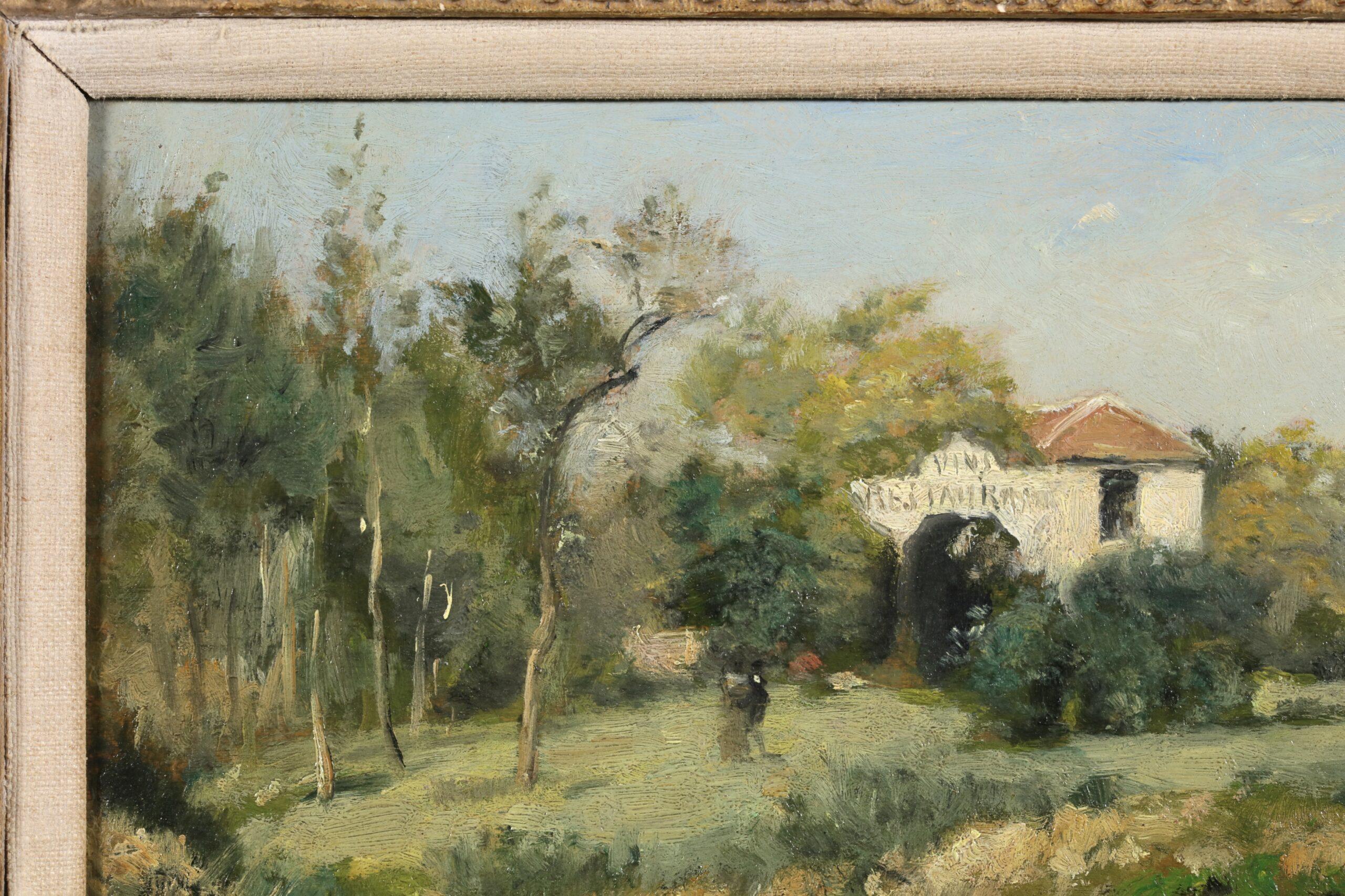 La Maison Blanche - Impressionist Landscape Oil Painting by Stanislas Lepine For Sale 5