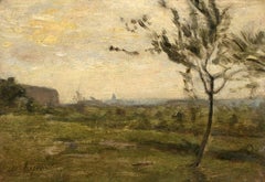 Paysage - Coucher de Soleil - Impressionist Landscape Oil by Stanislas Lepine