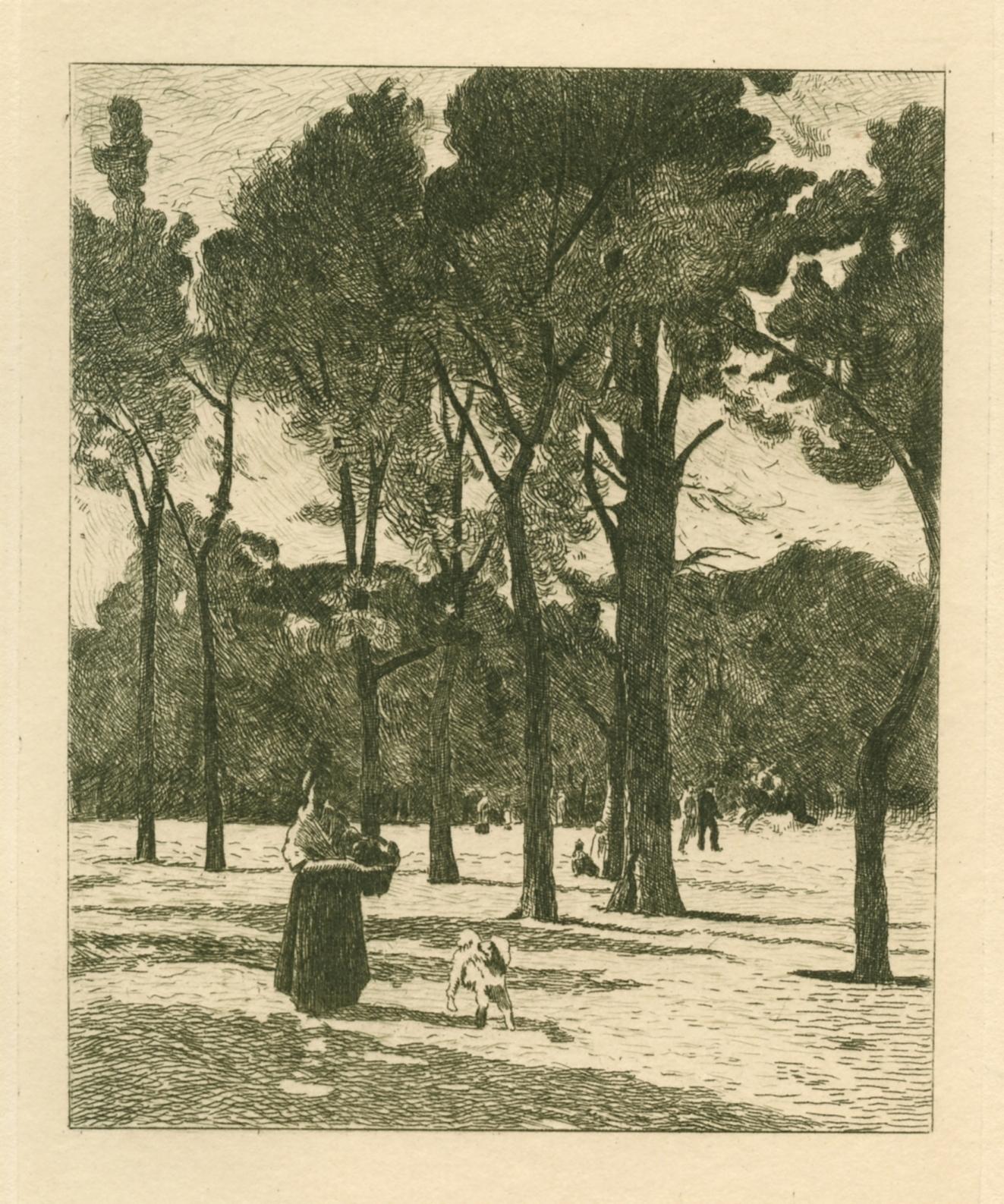 (after) Stanislas Lepine - "L'Esplanade des Invalides" etching - Print by Stanislas Victor Édouard Lépine