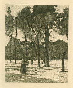 Antique (after) Stanislas Lepine - "L'Esplanade des Invalides" etching