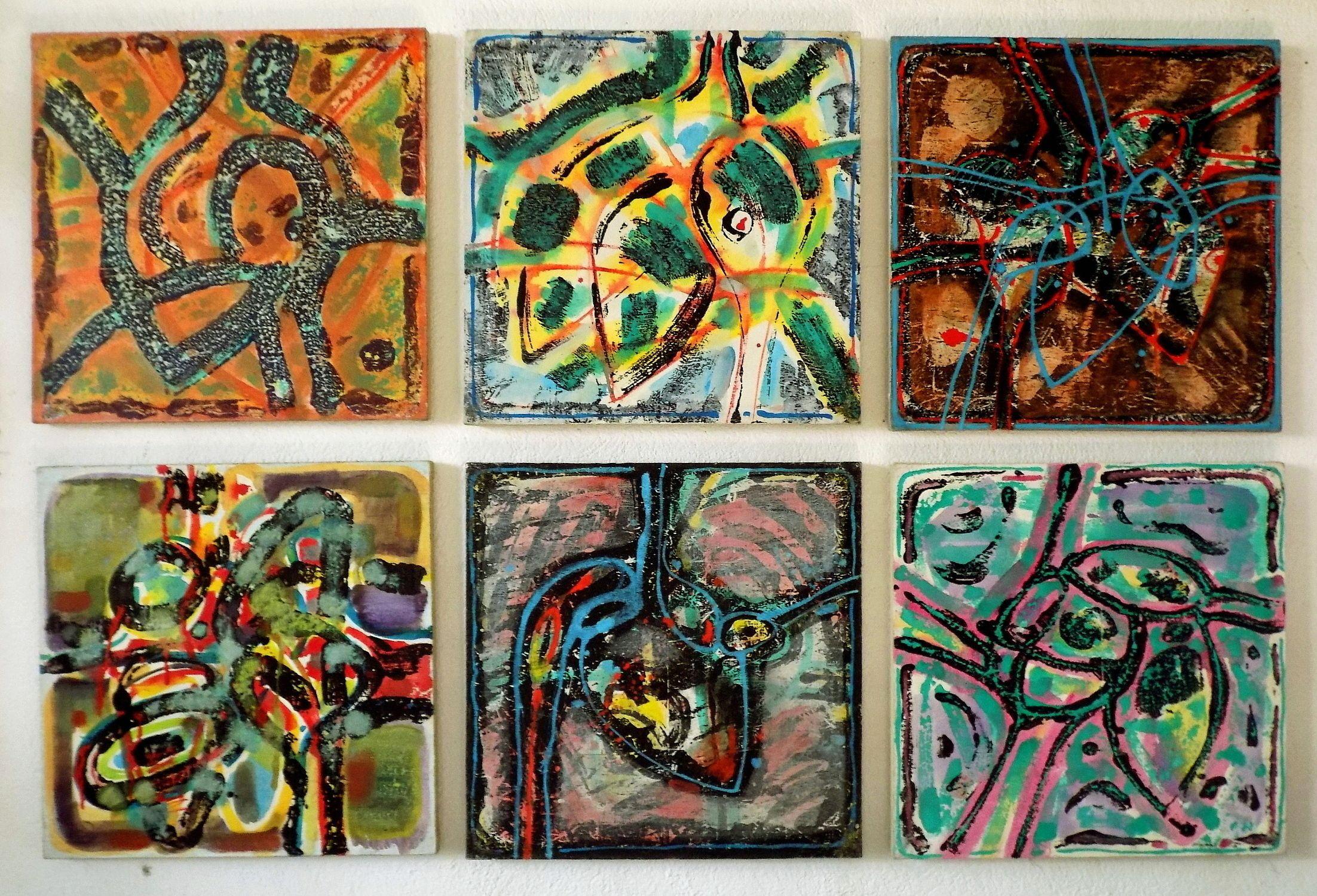 Abstrakt –VI (sechs Herzen), Gemälde, Acryl auf Leinwand