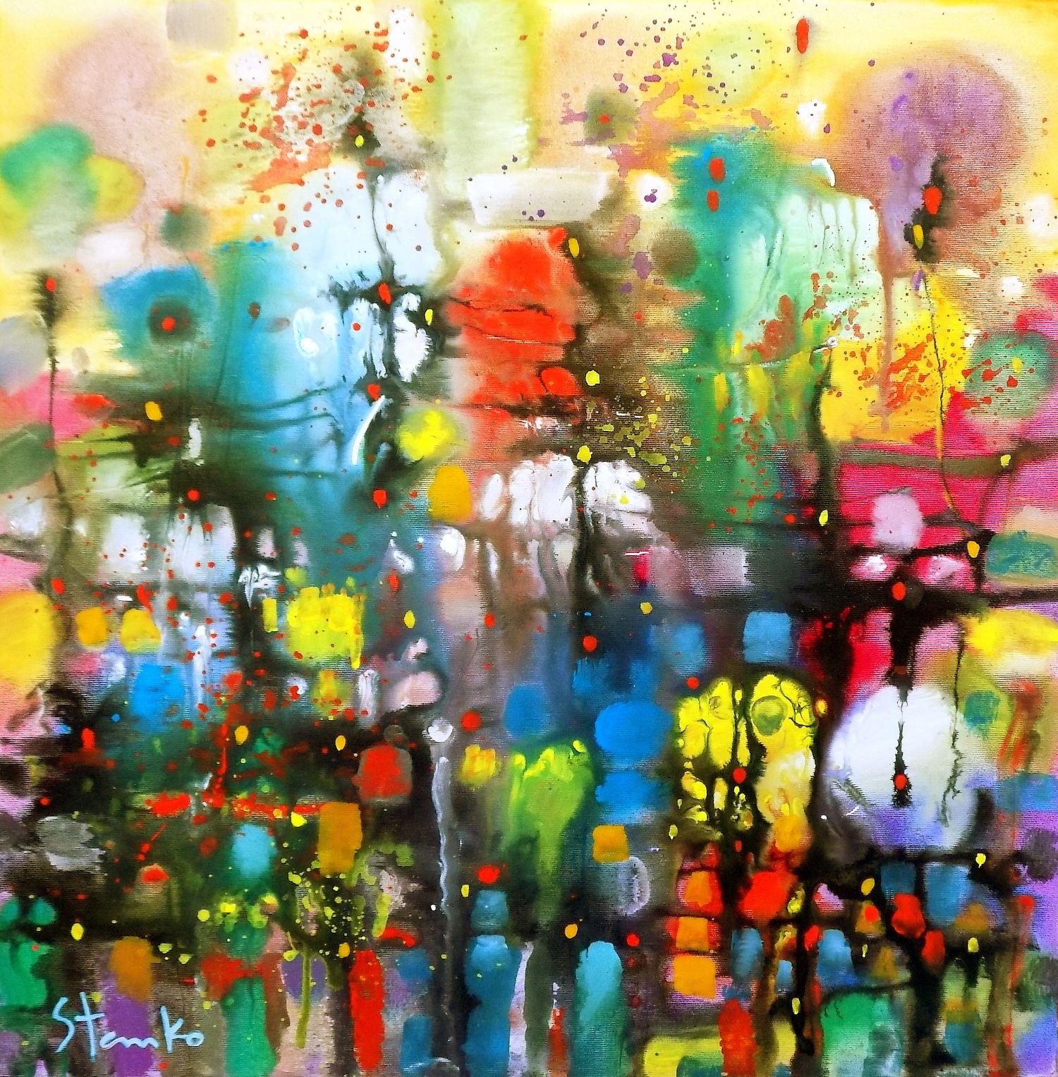XLII, Gemälde, Acryl auf Leinwand, Regenbogen – Painting von Stanislav Bojankov