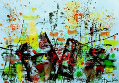 Landschaftsbild auf Jaz-LVII, Gemälde, Acryl auf Papier