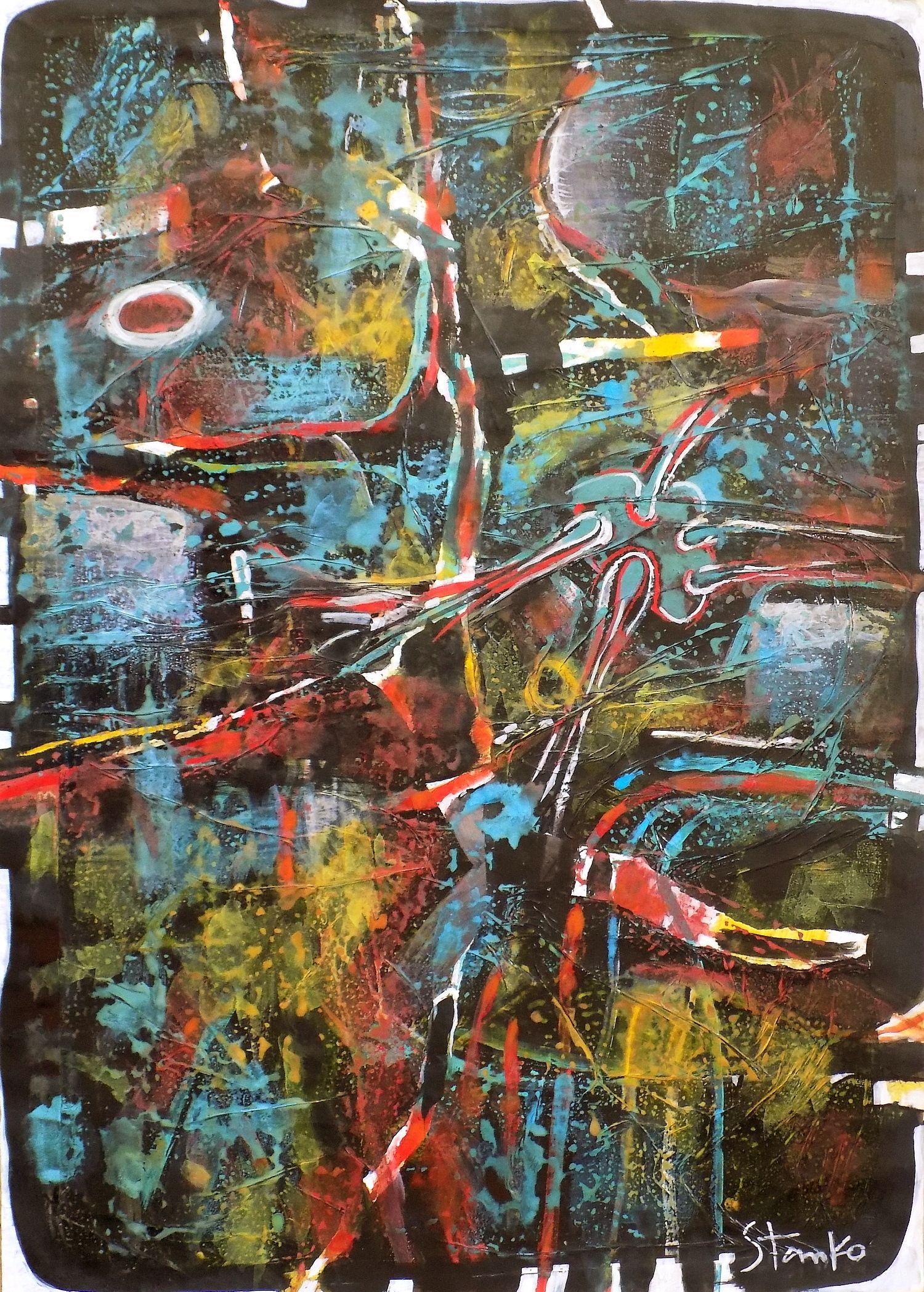 acrylic,collage,on paper,unframed,free shipping :: Painting :: Abstract Expressionism :: This piece comes with an official certificate of authenticity signed by the artist :: Ready to Hang: No :: Signed: Yes :: Signature Location: right :: Paper ::