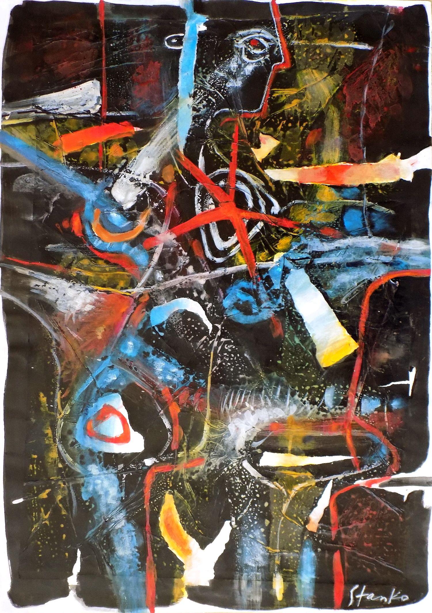 acrylic,collage,on paper,unframed,free shipping :: Painting :: Abstract Expressionism :: This piece comes with an official certificate of authenticity signed by the artist :: Ready to Hang: No :: Signed: Yes :: Signature Location: right :: Paper ::
