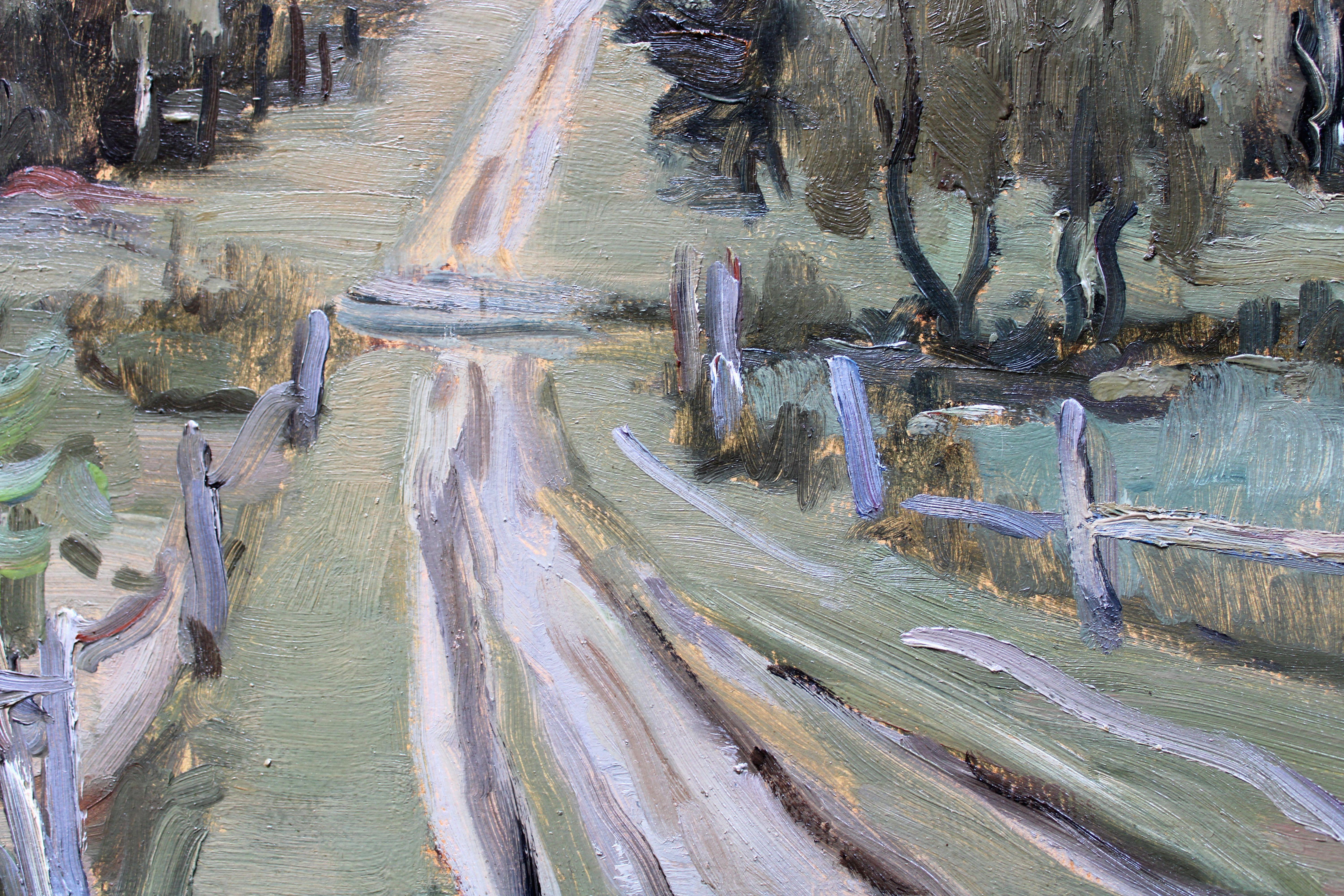 Rural road. Cardboard, oil, 50x60 cm For Sale 2