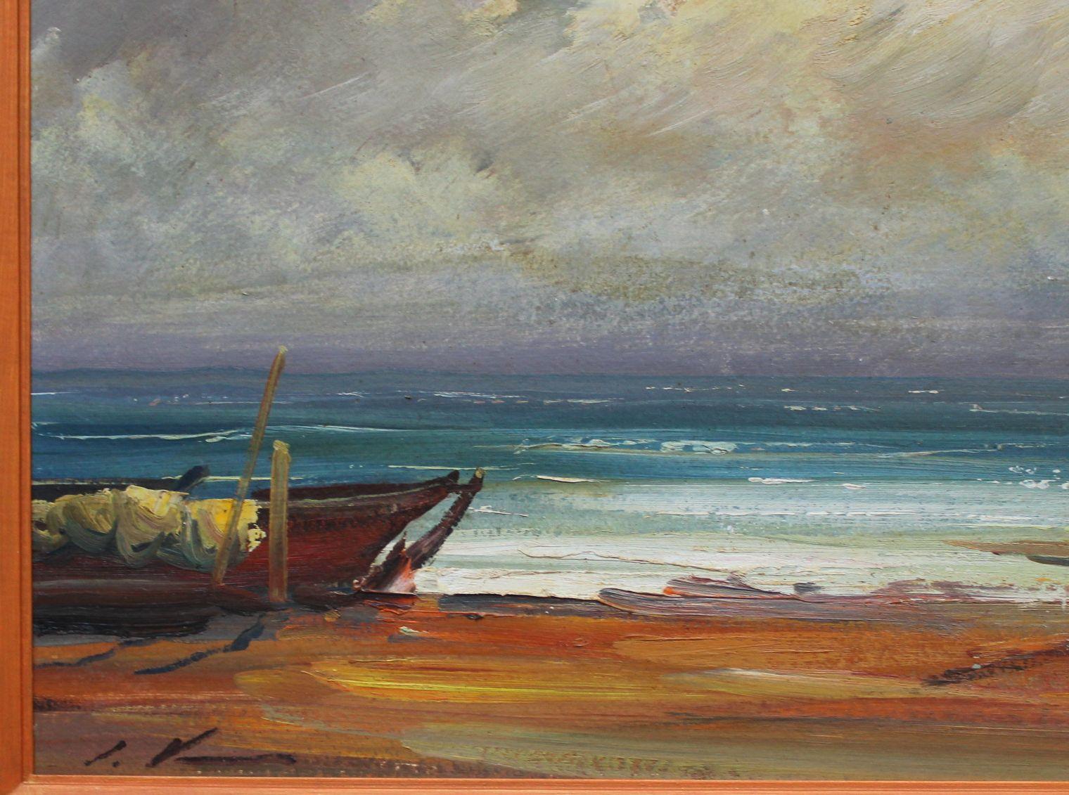 Der Sturm ist vorbeigegangen. 1978, Karton, Öl, 40x64 cm (Grau), Landscape Painting, von Stanislav Kreics