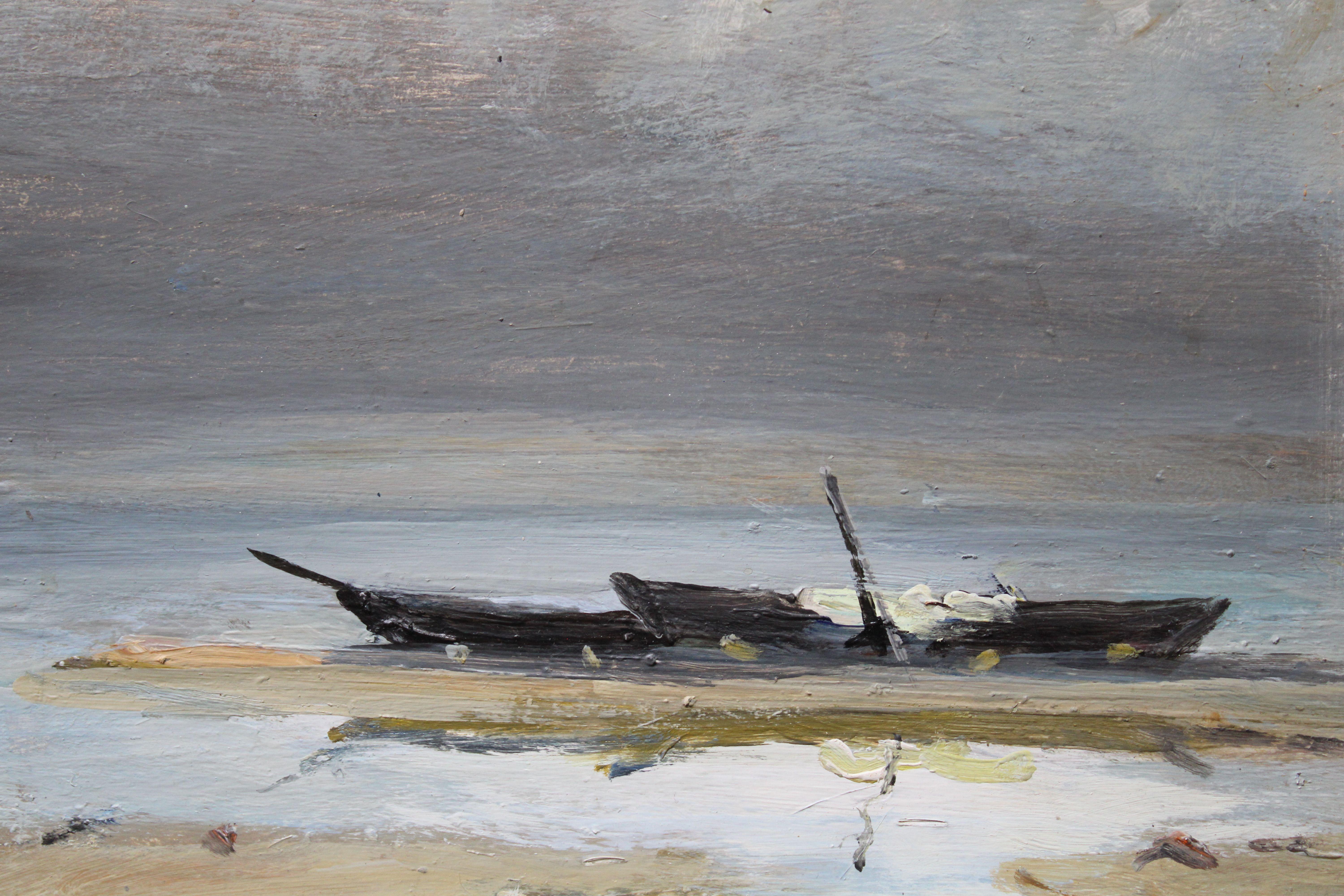 The storm is over

1986, oil on cardboard, 30x47,5 cm

The central focus of the painting is the shoreline where the boats are situated.  The calm sea in the painting reflects the aftermath of the storm. The artist has used smooth brushstrokes to