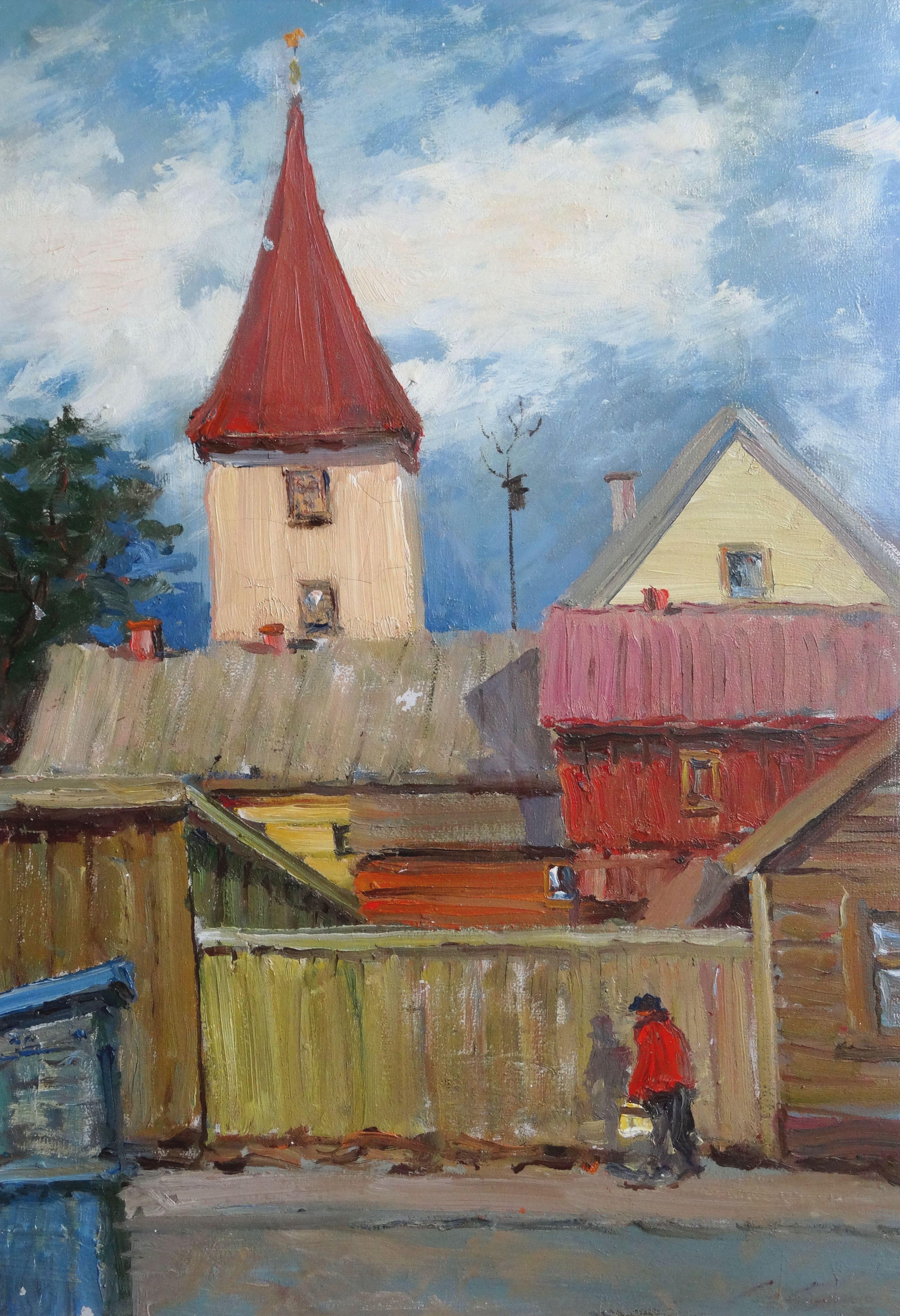 Landscape Painting di Stanislav Kreics - Tukums  1976, olio su tavola, 47,5x33,5 cm