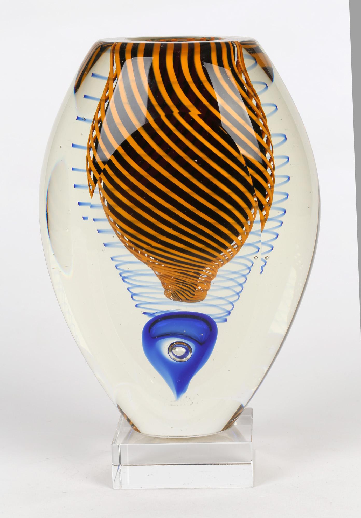 Blown Glass Stanislav Libensky Attributed Swirl Design Art Glass Sculptural Vase