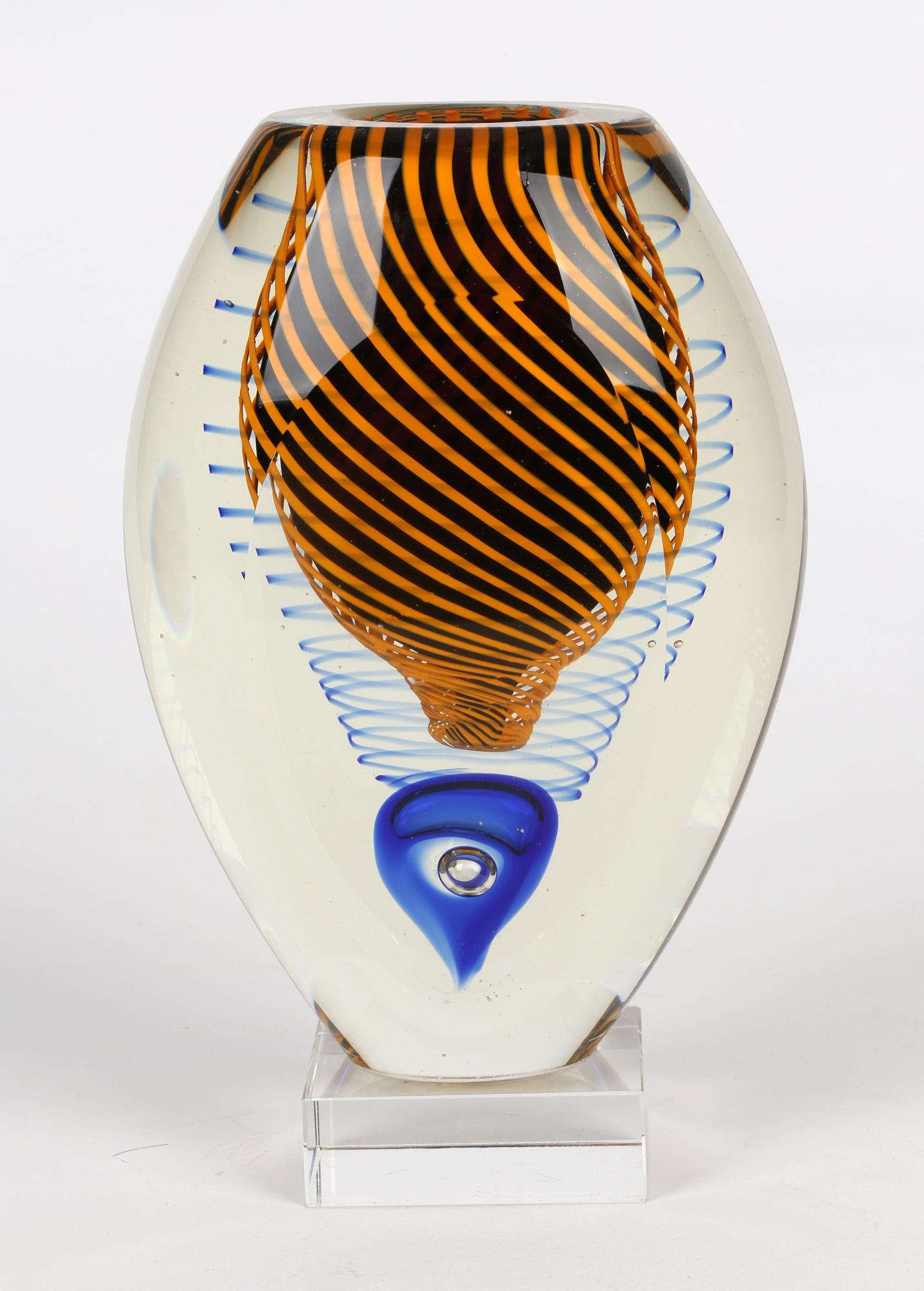 Stanislav Libensky Attributed Swirl Design Art Glass Sculptural Vase 4