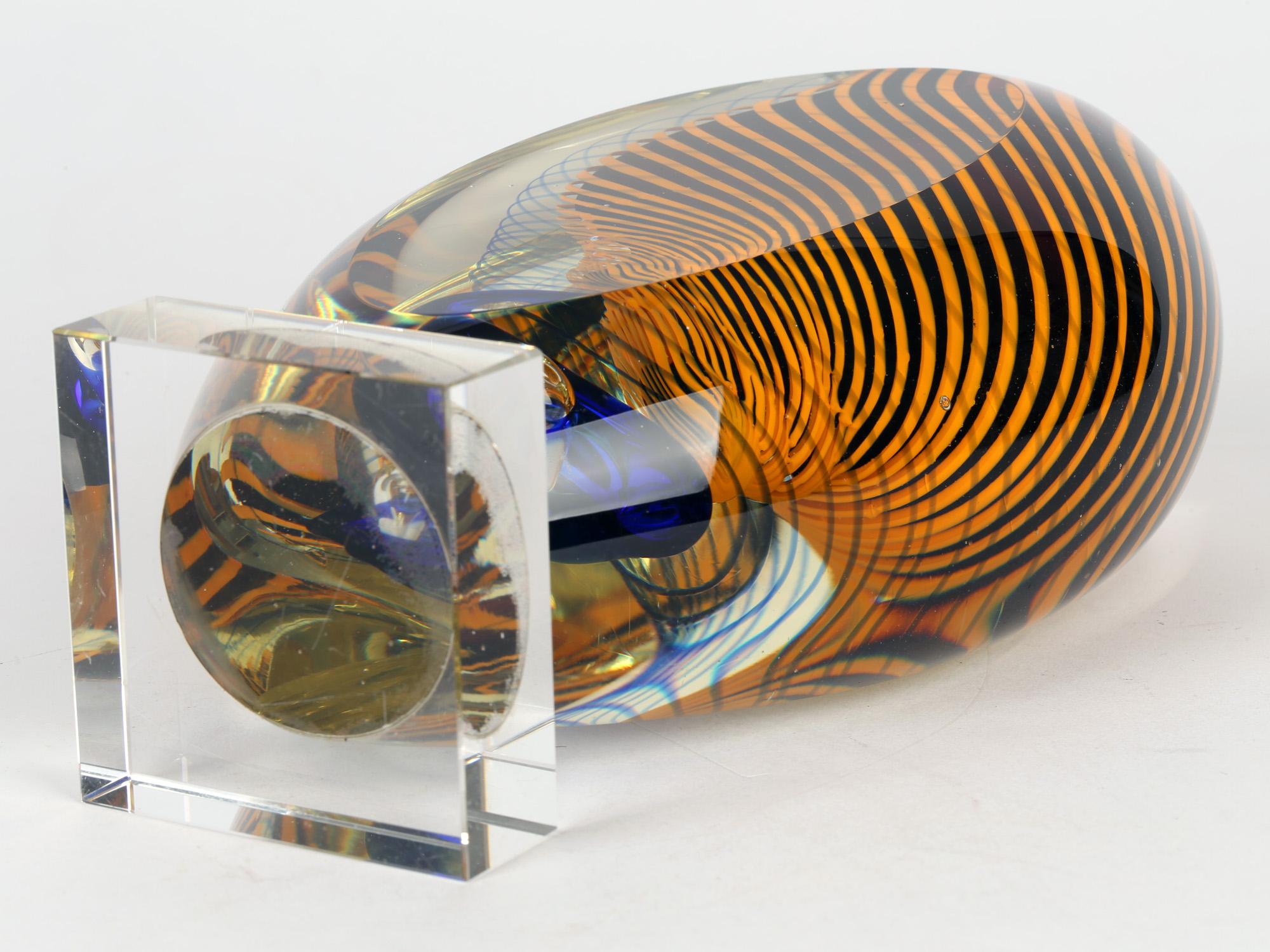 Hand-Crafted Stanislav Libensky Attributed Swirl Design Art Glass Sculptural Vase
