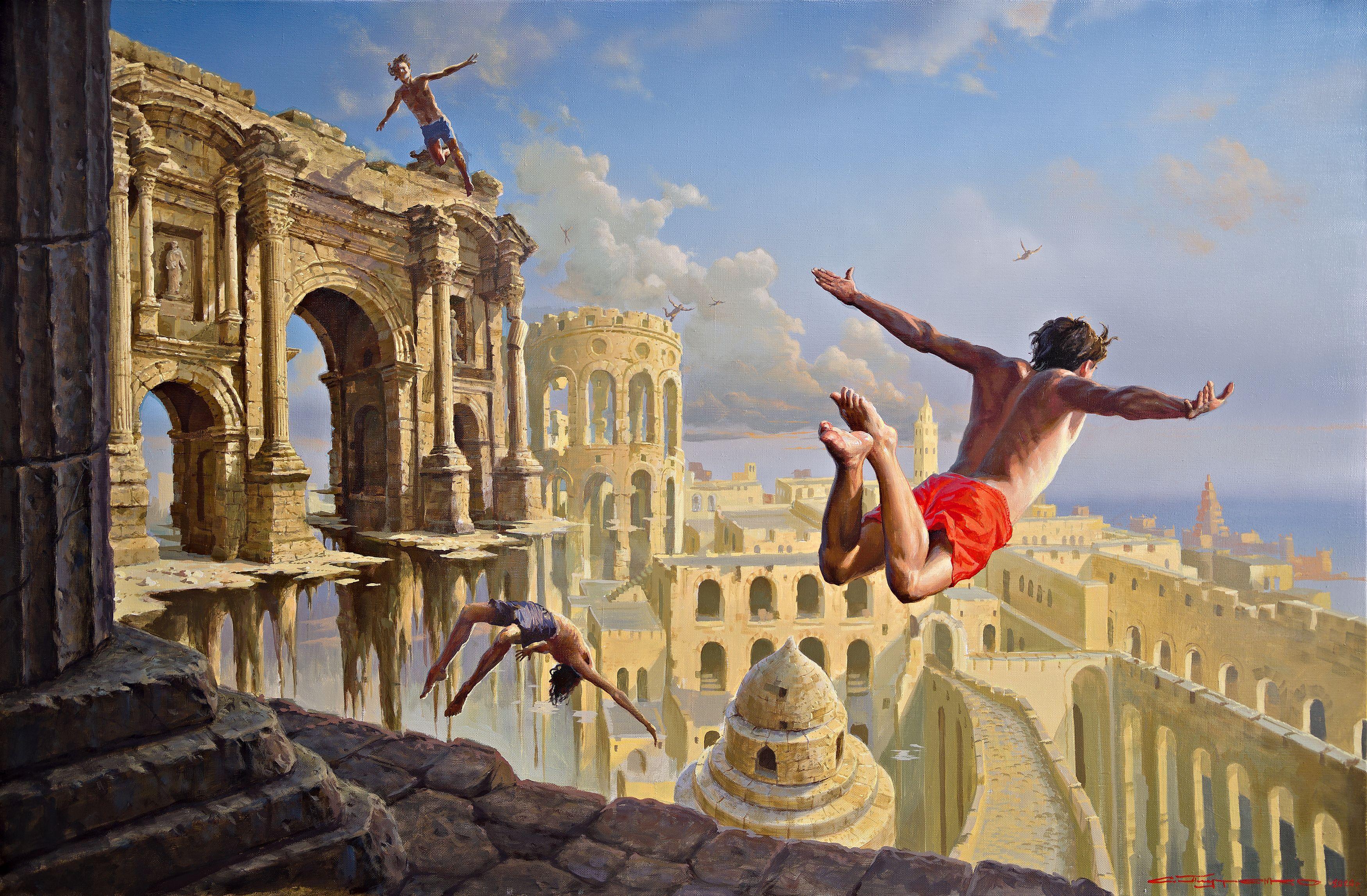 Stanislav Plutenko Landscape Painting - Flying in Dreams
