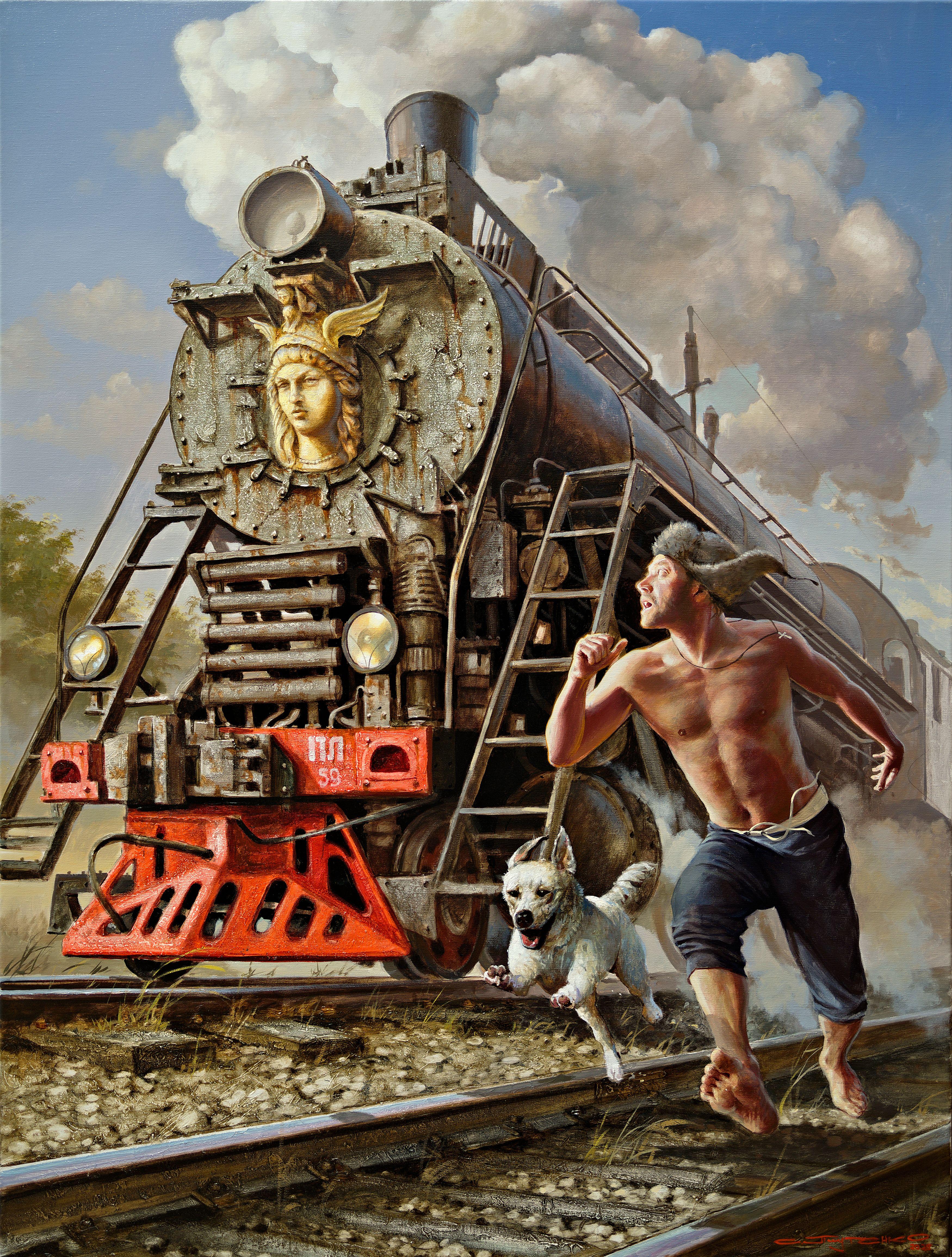 Stanislav Plutenko Figurative Painting - The Race