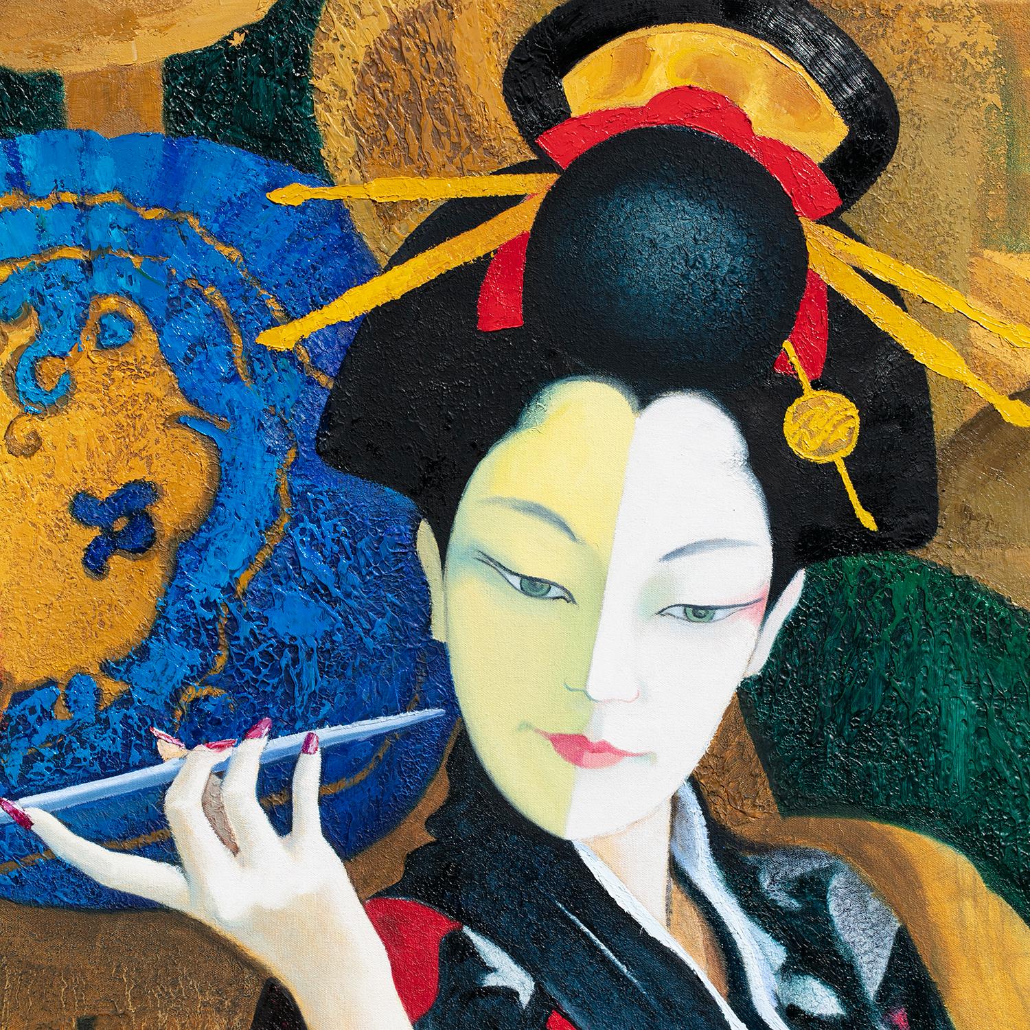 <p>Kommentare des Künstlers<br>Der Künstler Stanislav Sidorov illustriert eine schöne Japanerin in einem Kimono. Sie hält zierlich eine schlanke Kiseru-Tabakpfeife mit einer manikürten Hand. Stanislav widmet das Stück der japanischen Kultur und