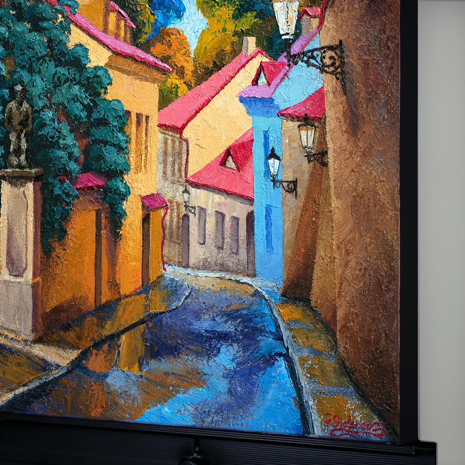 Cozy Street. Prague, Oil Painting - Impressionist Art by Stanislav Sidorov