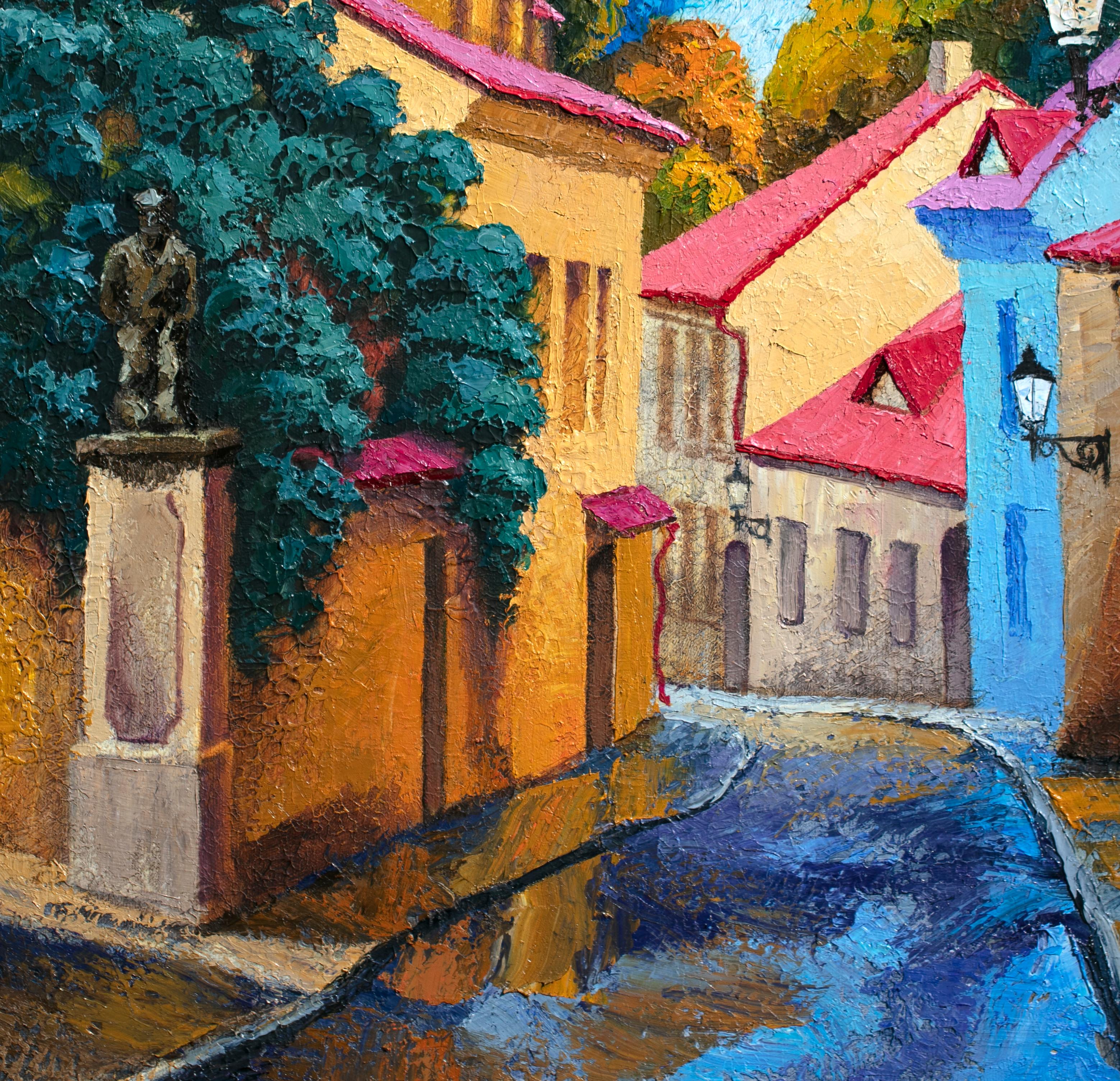 Cozy Street. Prague, peinture à l'huile en vente 1