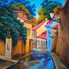 Cozy Street. Prague, Oil Painting