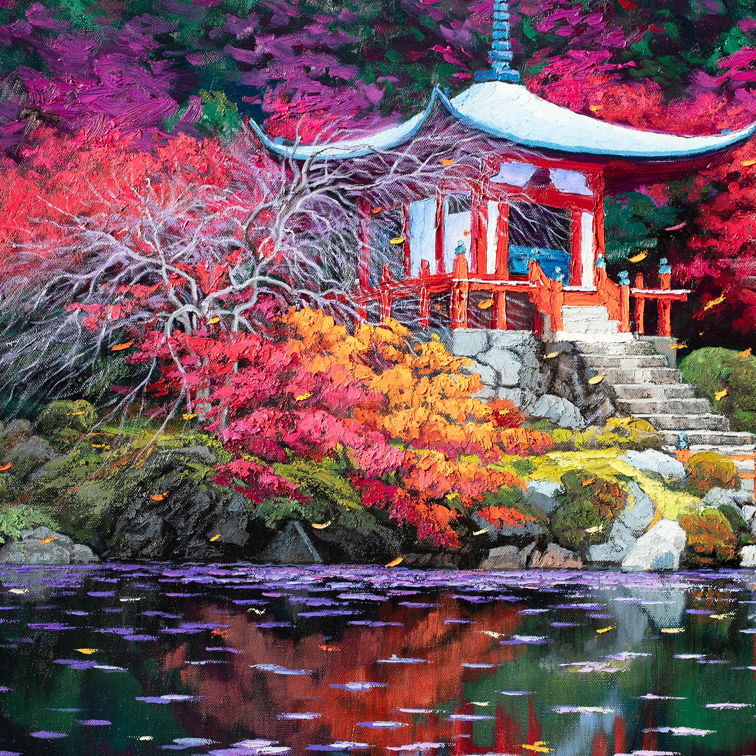 Falling Leaves. Old Kyoto, Japan., Oil Painting For Sale 1