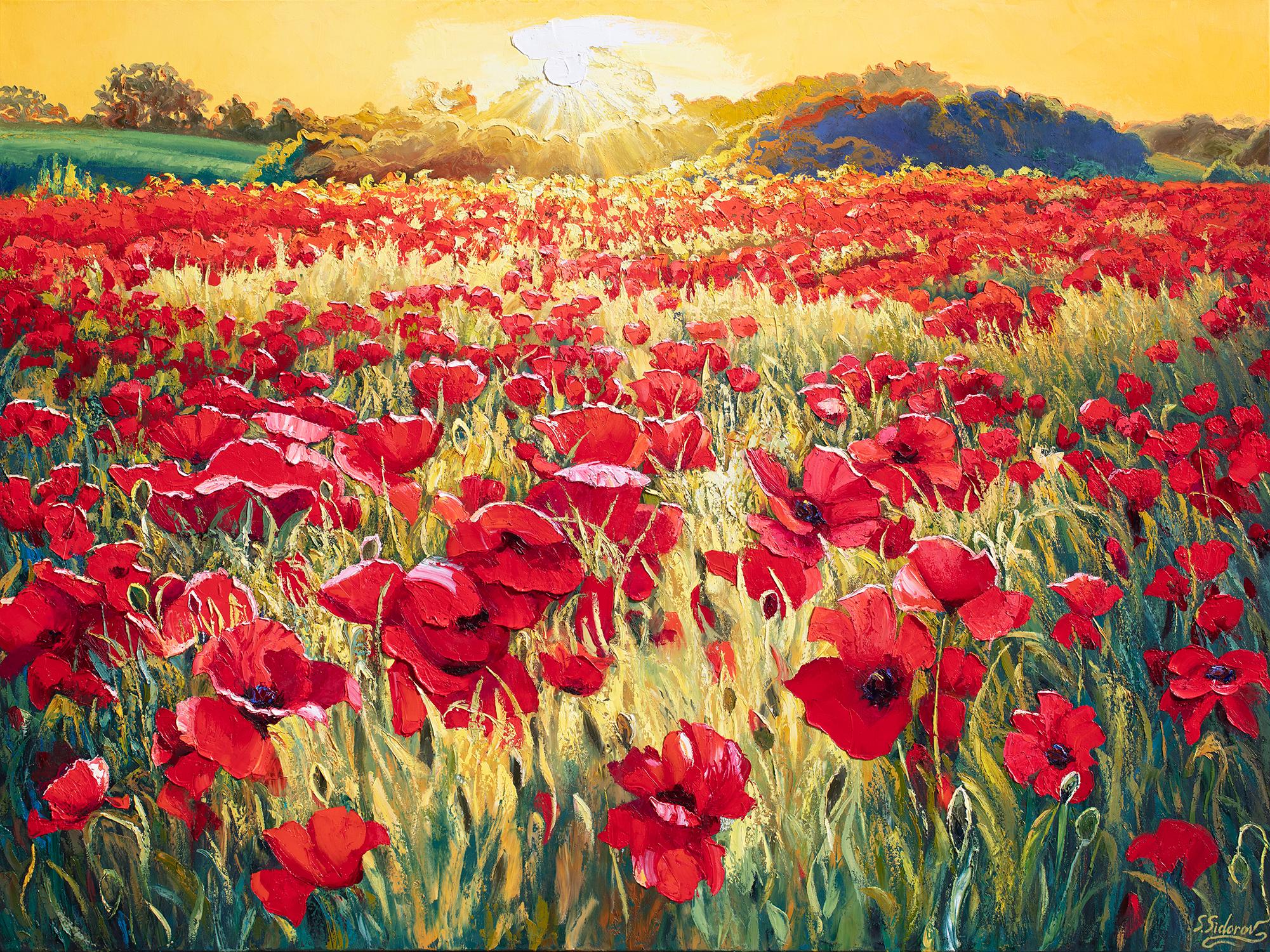 Campo di papaveri - 2, Pittura a olio - Art di Stanislav Sidorov