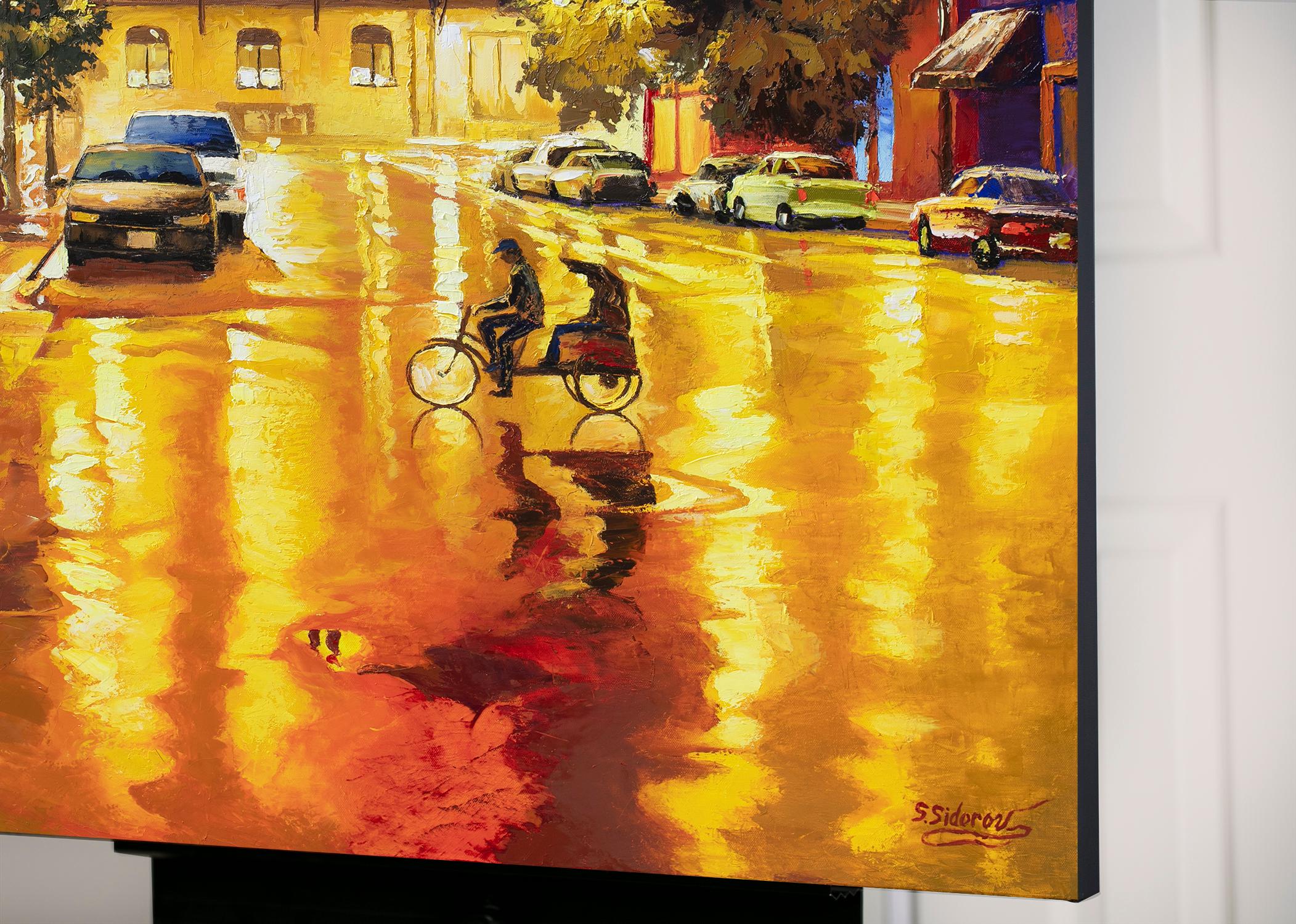 Lichterreflexion nach dem Regen. Union Station, Ölgemälde (Impressionismus), Art, von Stanislav Sidorov