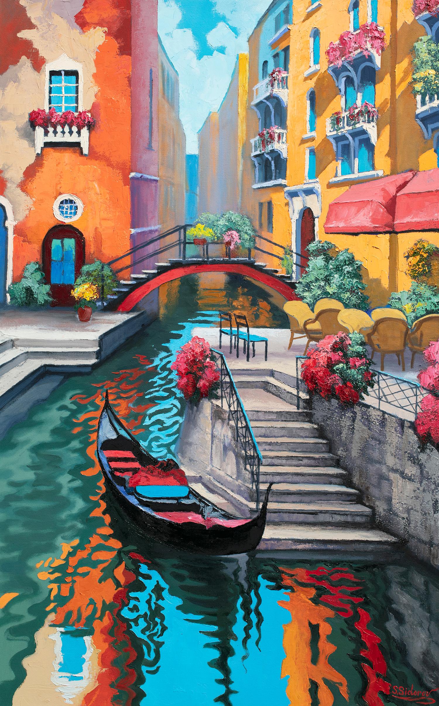 Quiet Day. Canal in Venice., Oil Painting - Art by Stanislav Sidorov