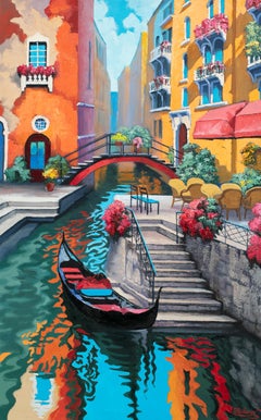 Quiet Day. Canal in Venice., Oil Painting