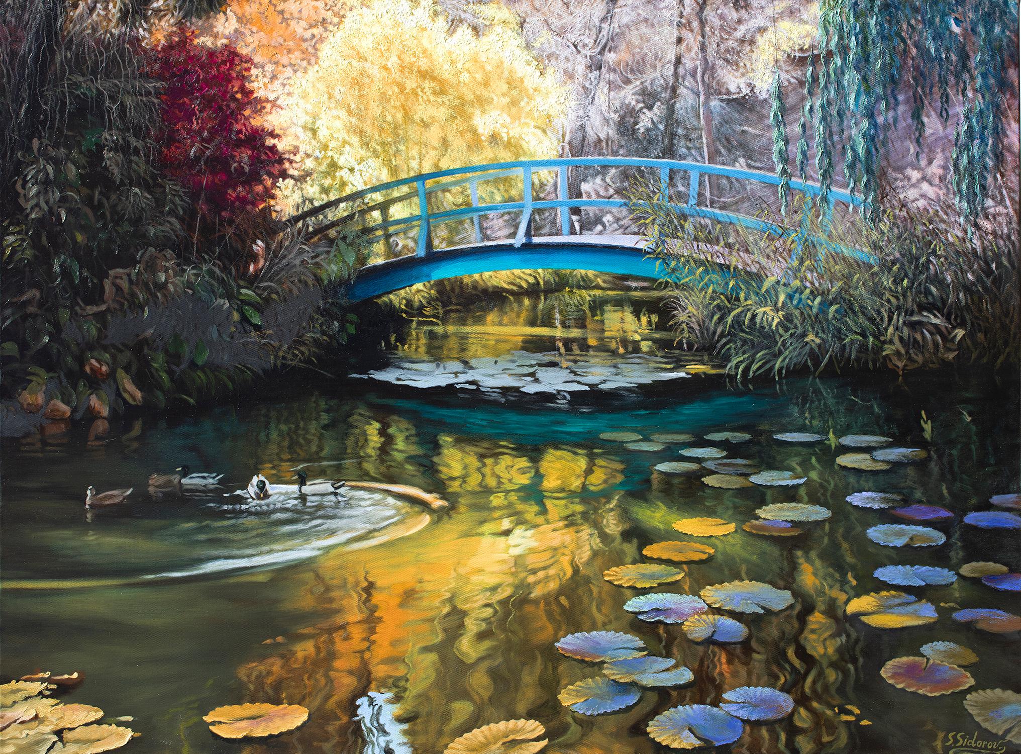 Landscape Painting di Stanislav Sidorov - Stagno segreto, Pittura a olio