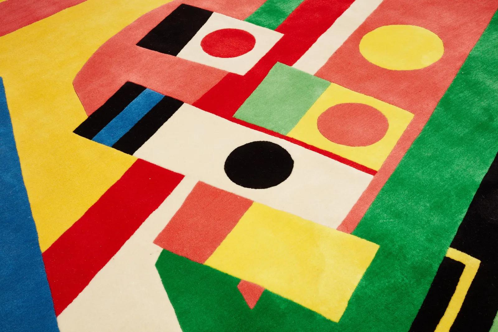 Stanislav V'Soske Palatial Abstract Wool Area Rug, Yellow, Pink, Green, Red 1970 3